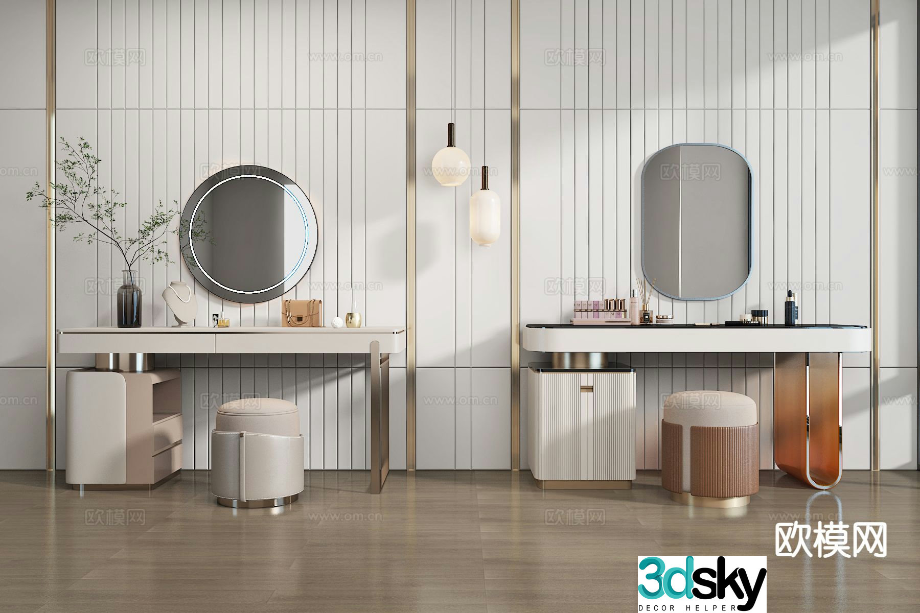 Light luxury dressing table 3D model