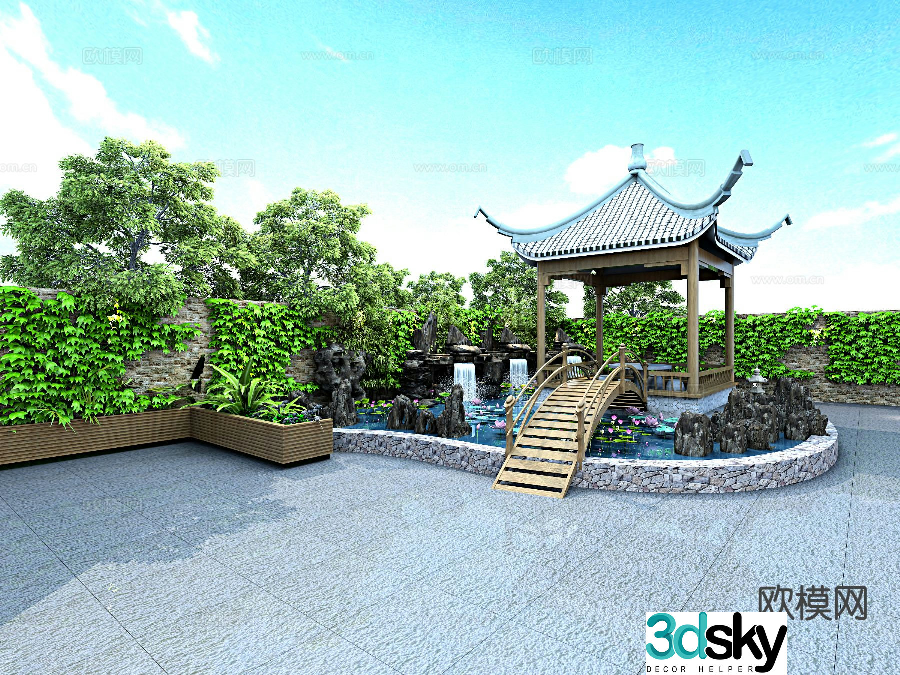 Chinese courtyard landscape 3d model