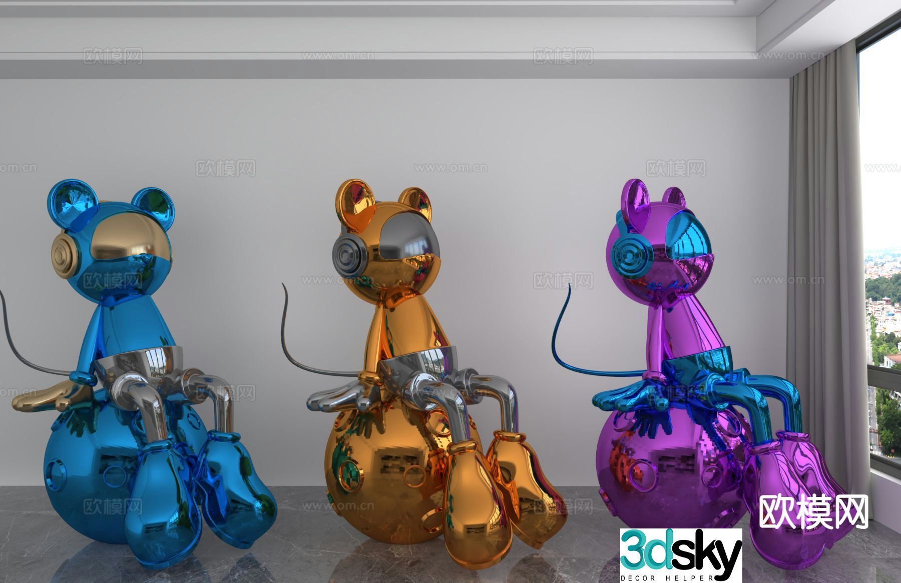 Modern laser astronaut doll trendy ornament 3D model