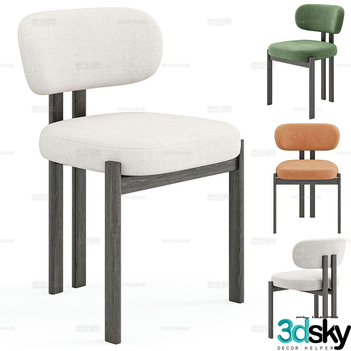 Modern chair single chair dining chair 3d model