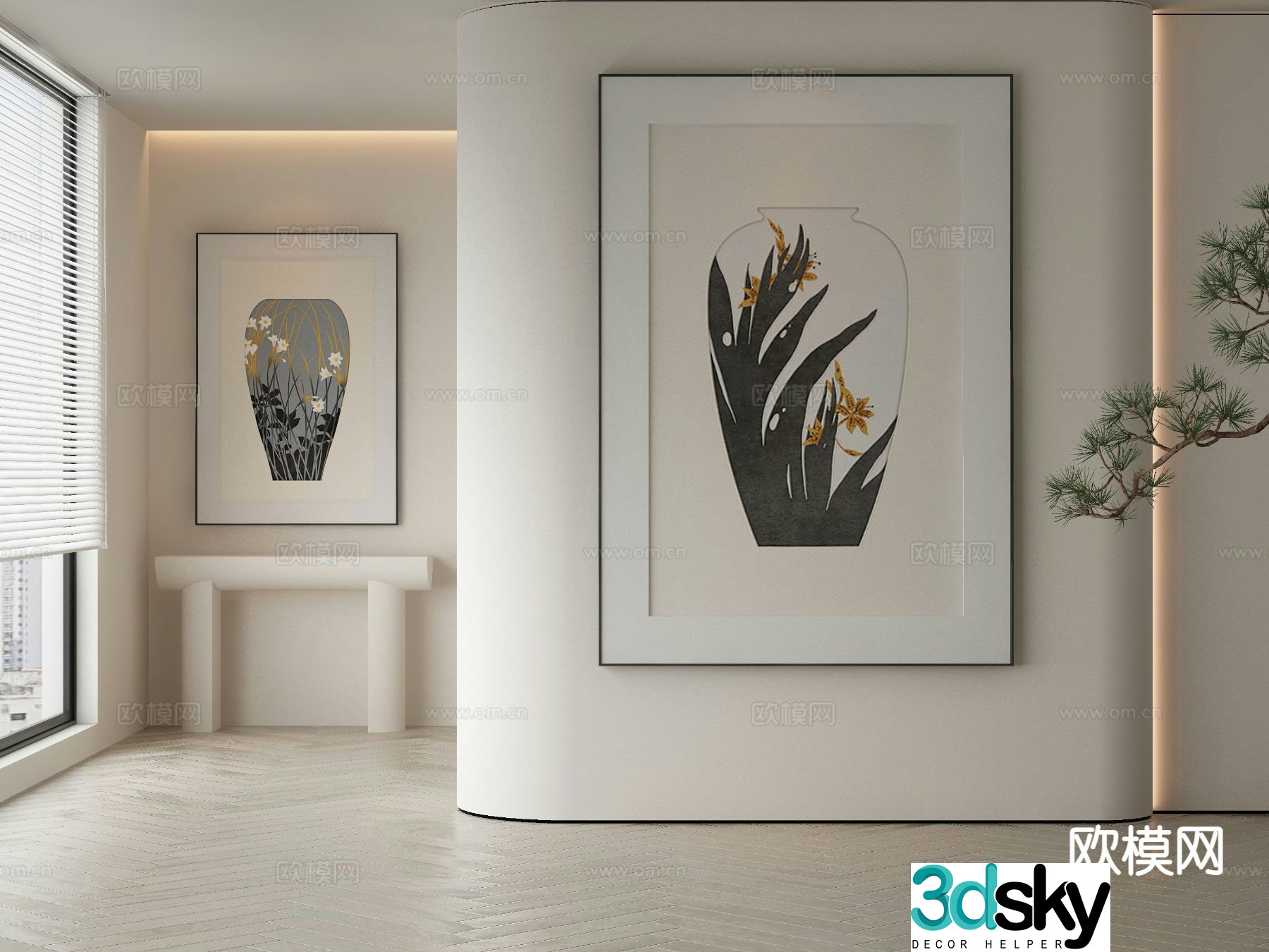 New Chinese style art painting vase painting decorative painting 3d model