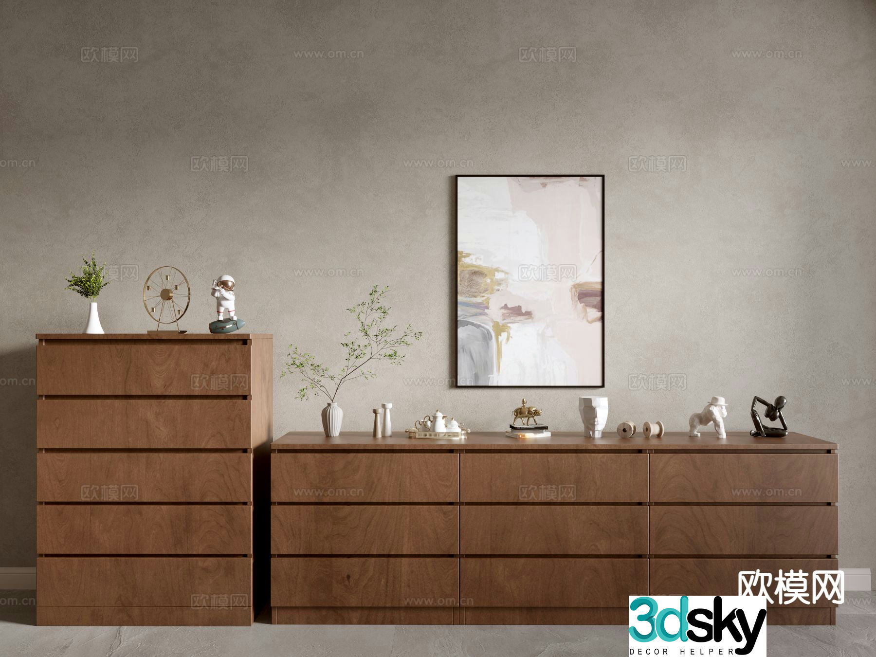 Wabi-Sabi Drawer Cabinet Entry Cabinet 3D Model