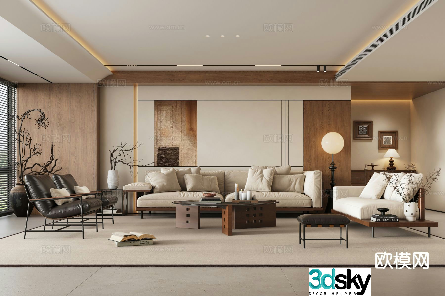 Wabi-sabi living room 3d model