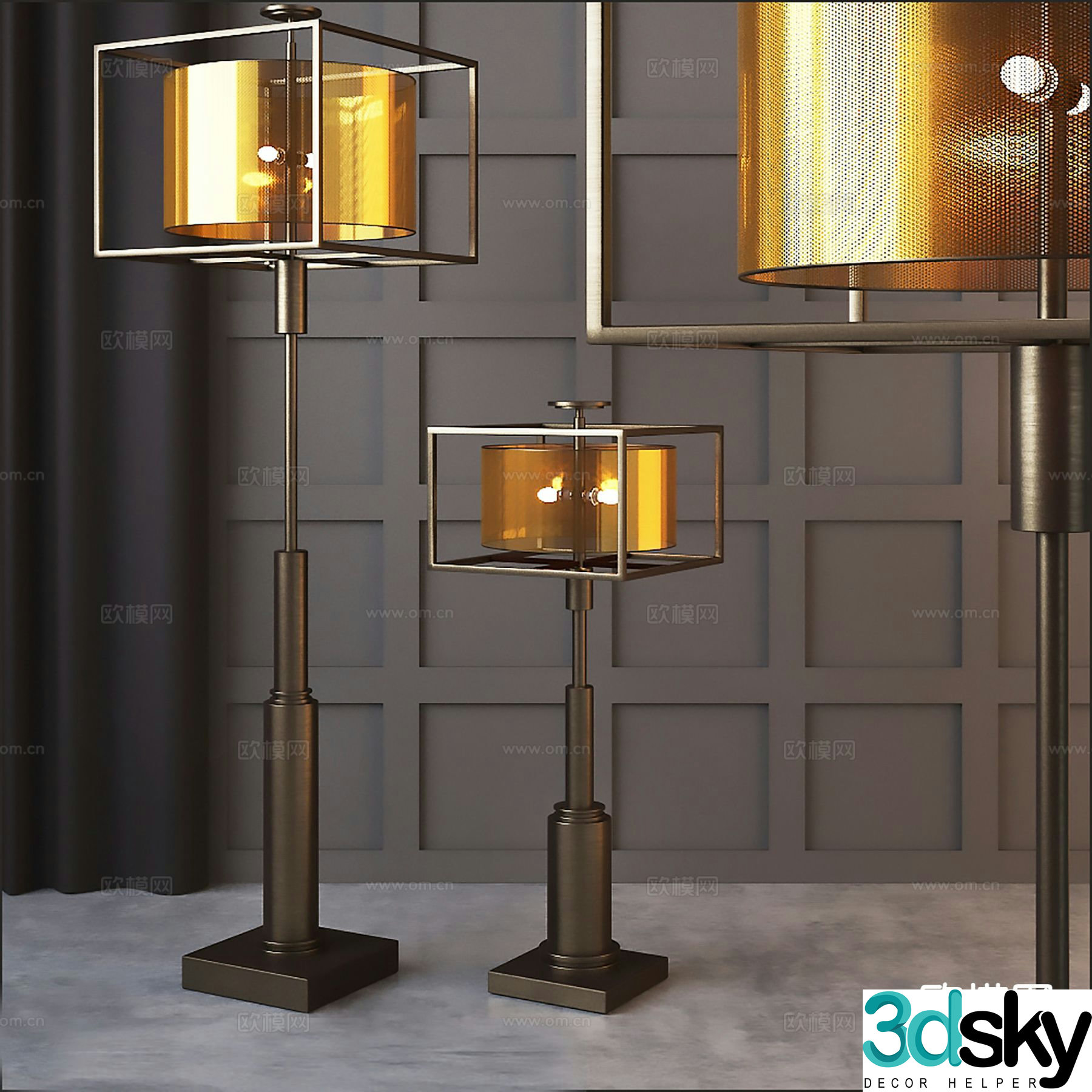 Industrial style floor lamp 3d model