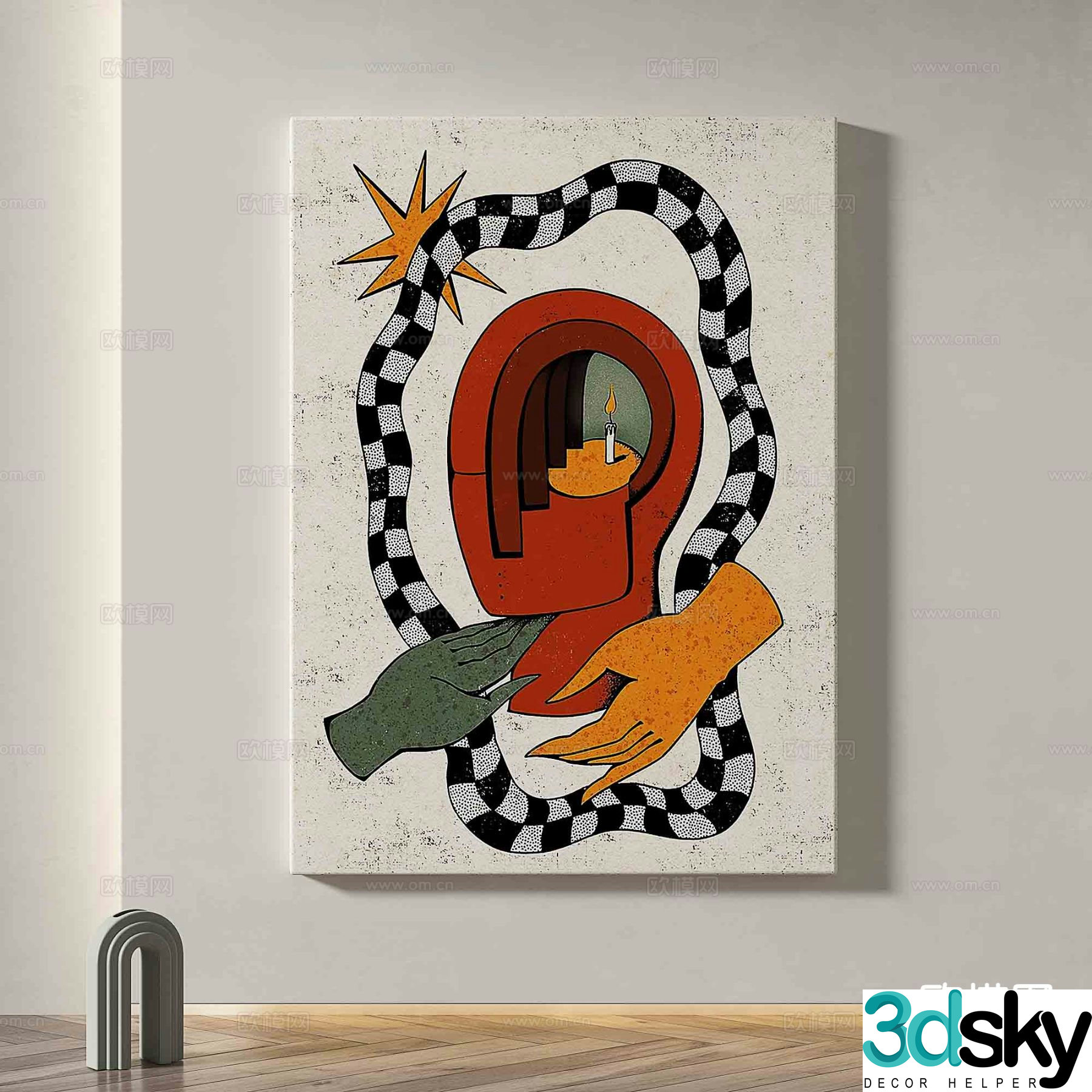 Medieval style hanging painting cartoon hanging painting decorative painting 3d model