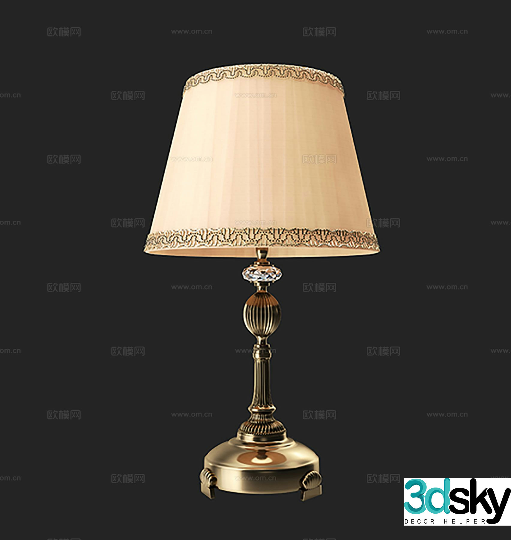 European desk lamp 3d model