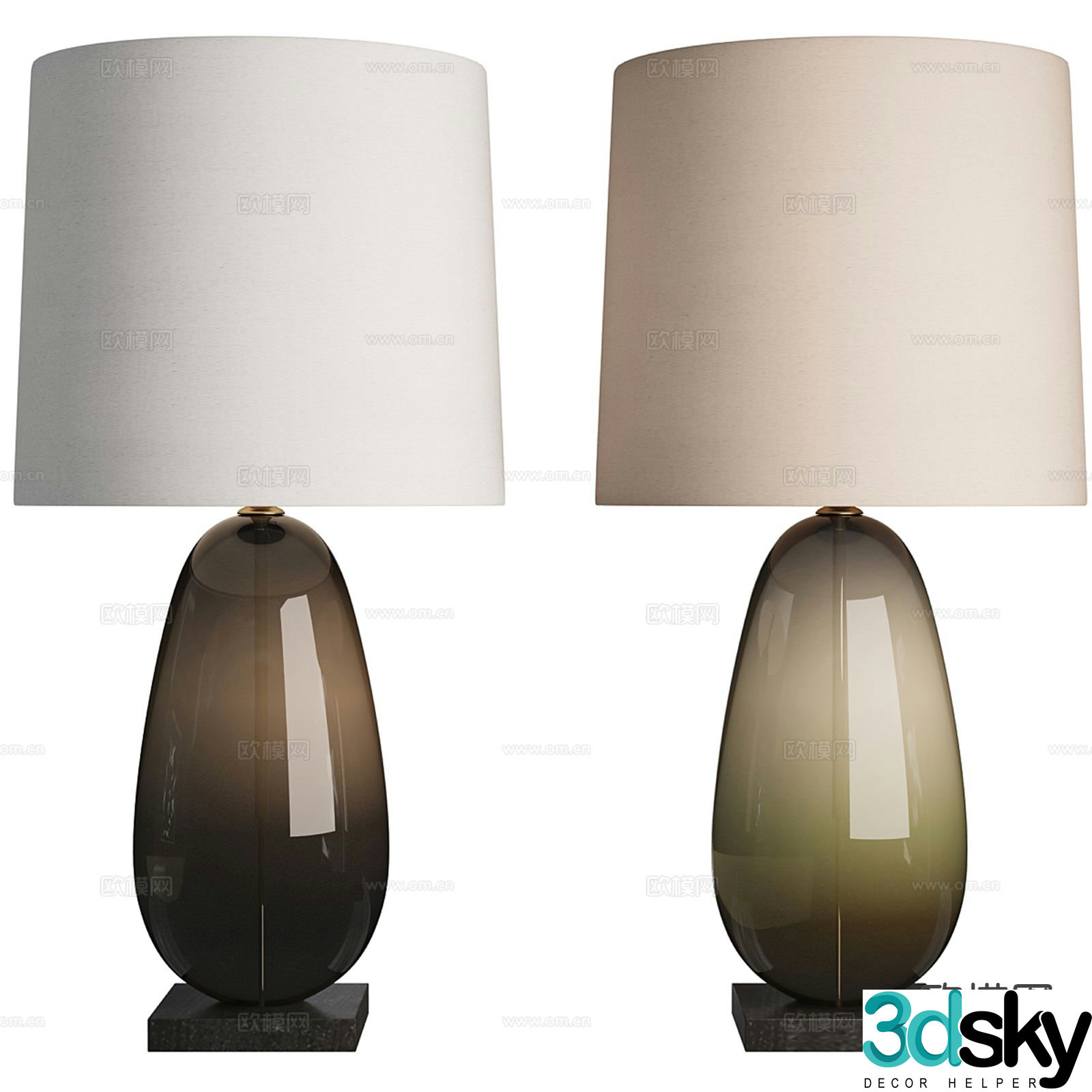 Modern glass table lamp 3d model