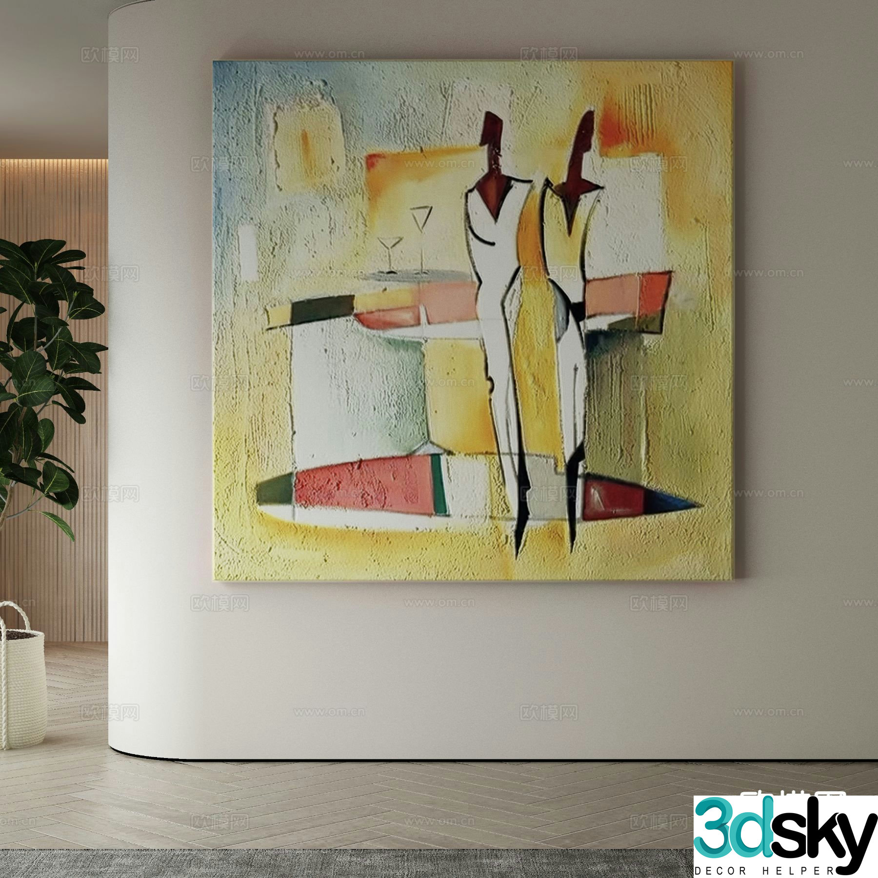 Modern art painting texture painting decorative painting 3d model