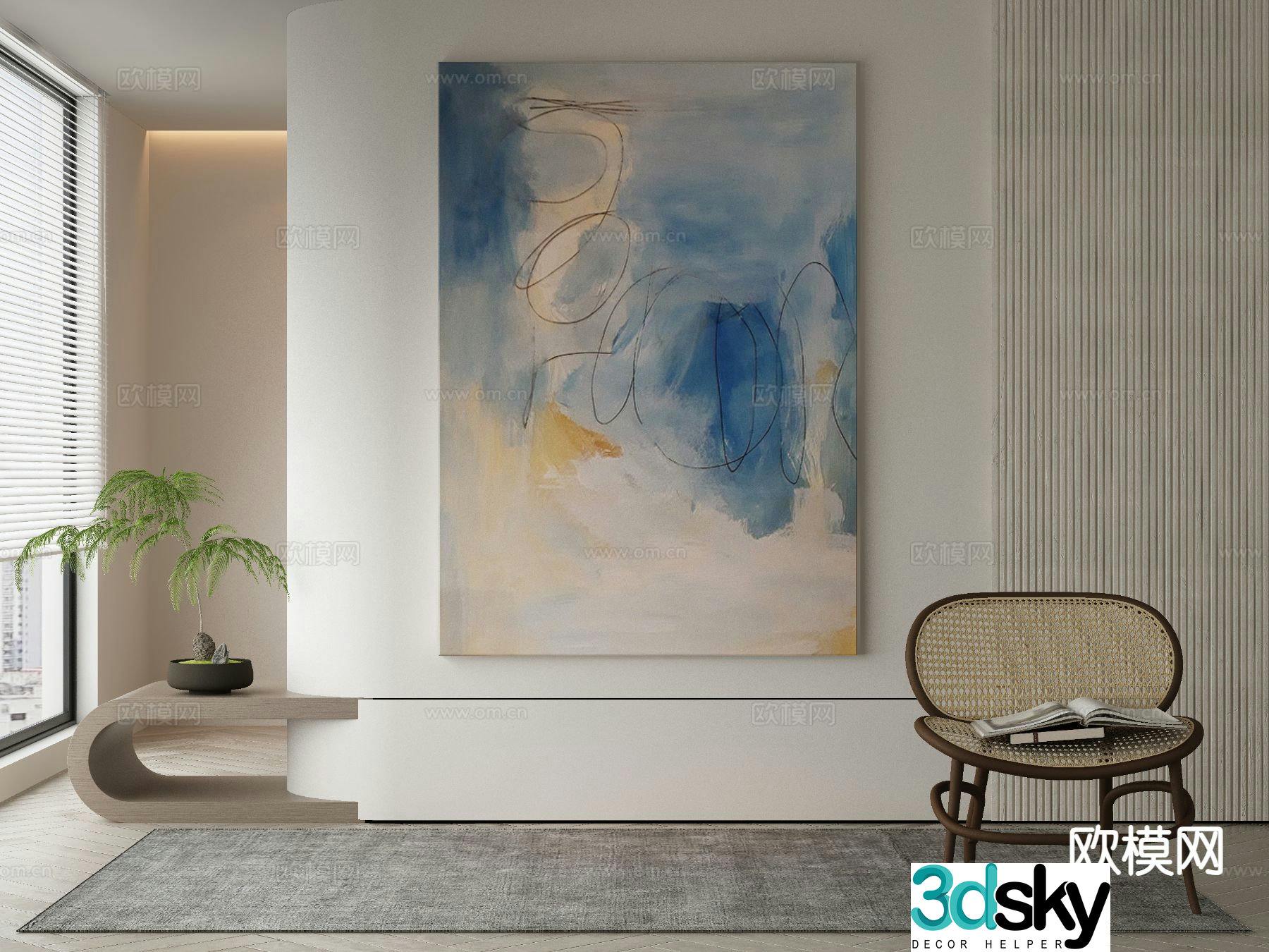 Modern decorative painting gradient hanging painting 3d model