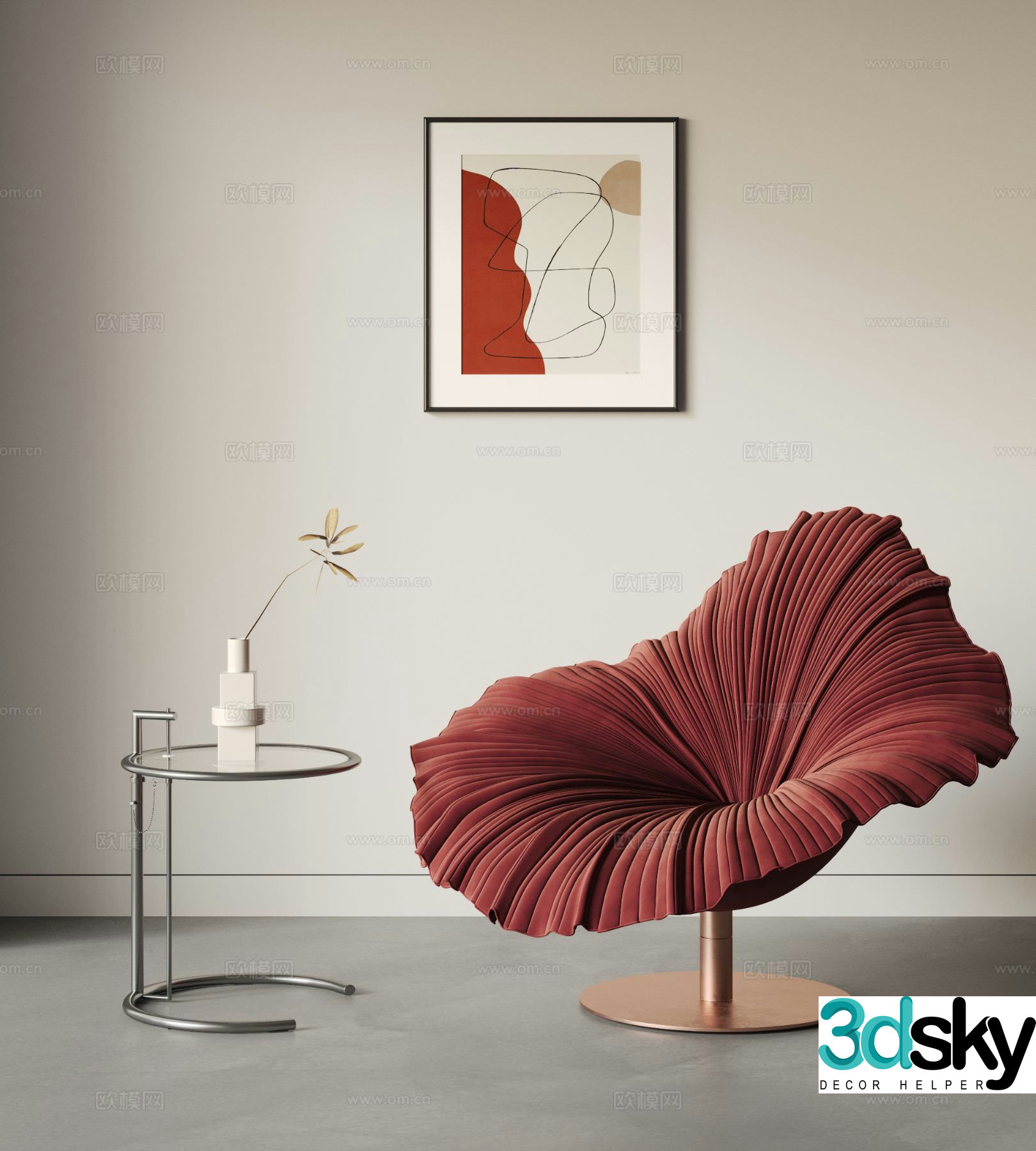 Italian petal chair leisure chair 3d model