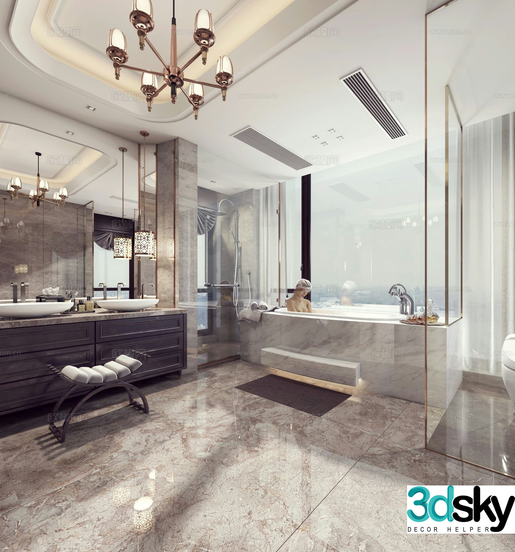 Modern bathroom bathroom toilet 3d model