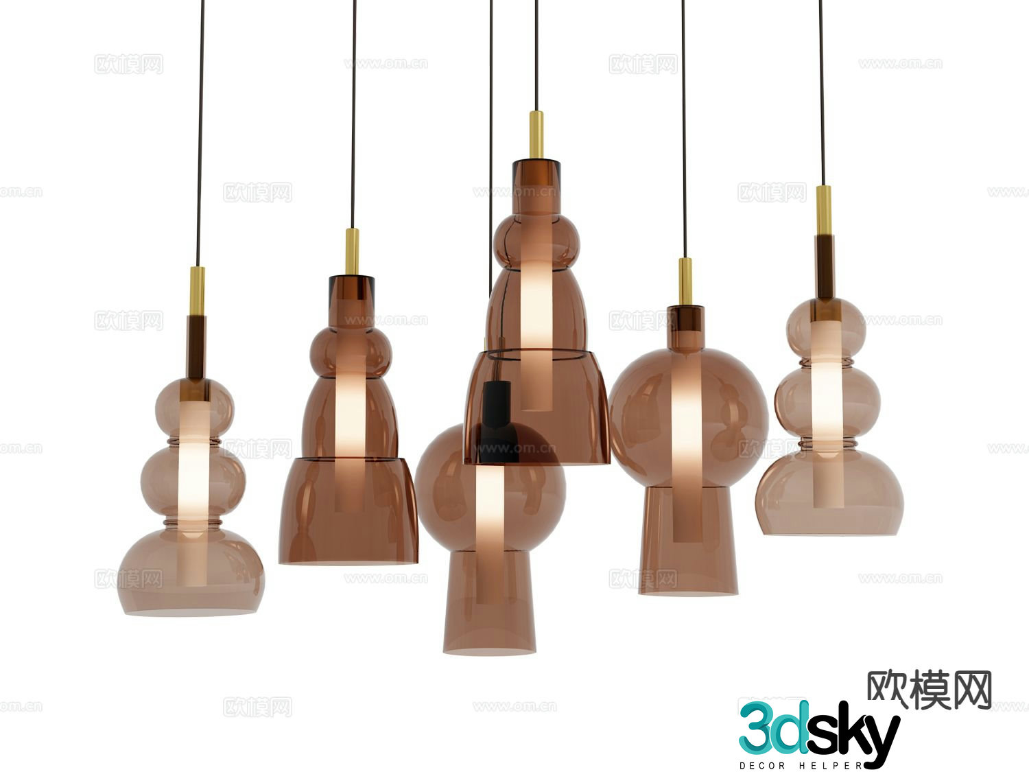 visionnaire light luxury glass chandelier 3d model