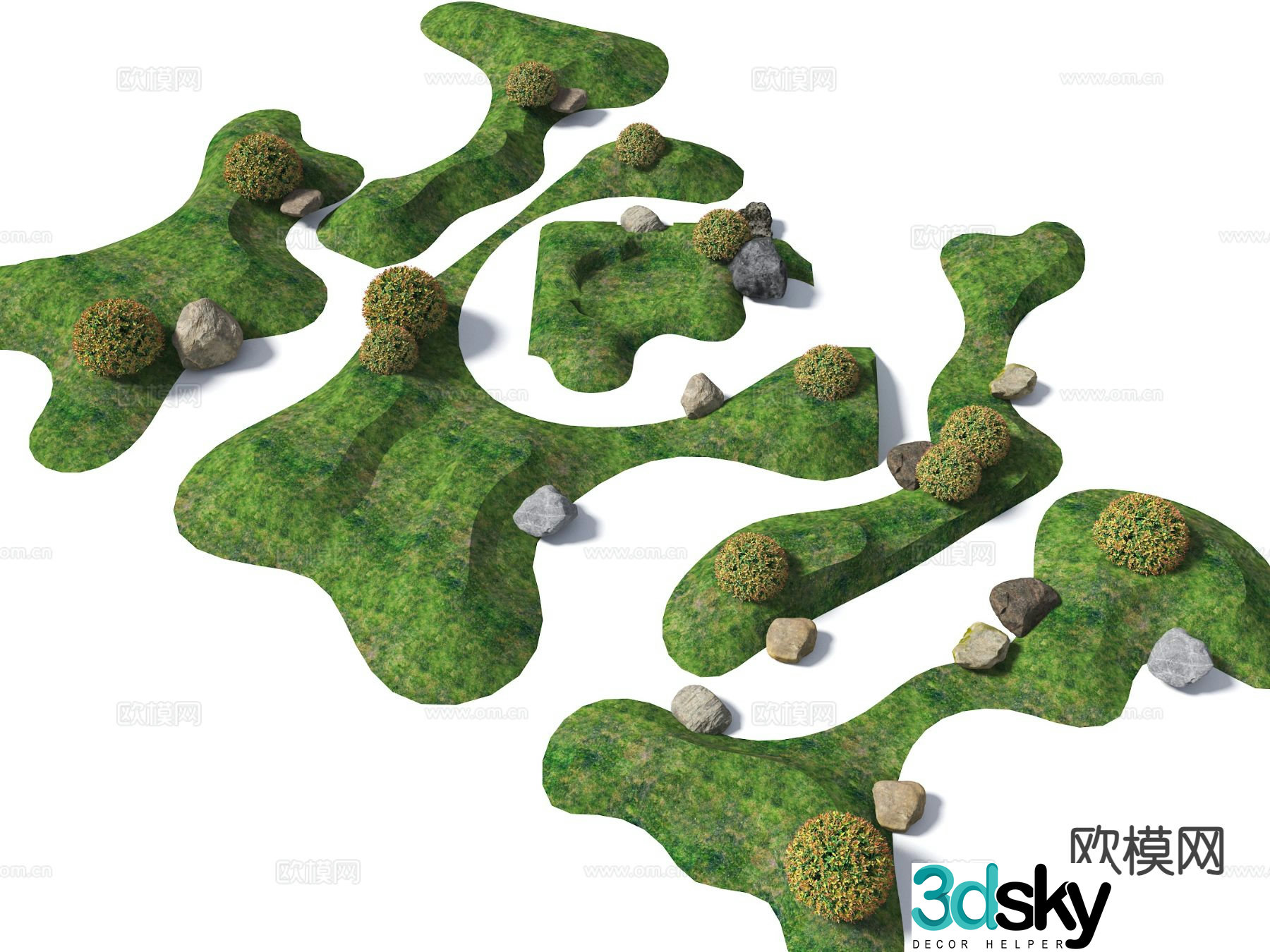 Micro-terrain courtyard terrain grass slope hill small soil slope dry landscape green island 3D model