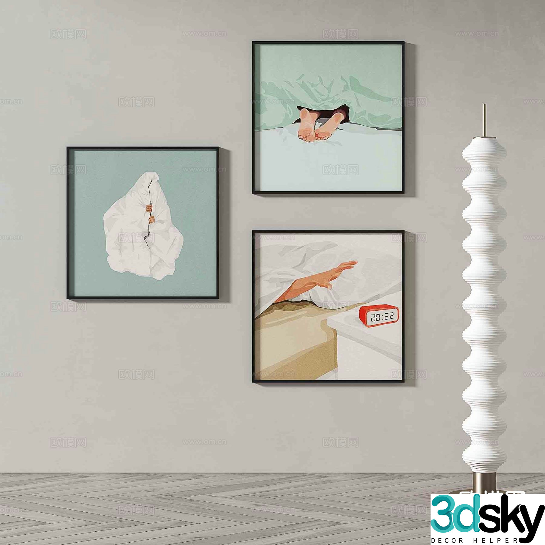 Modern art painting cartoon painting decorative painting 3d model
