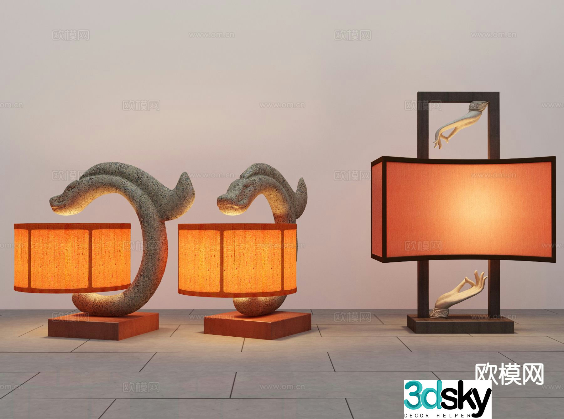 New Chinese style desk lamp dragon seat desk lamp 3d model