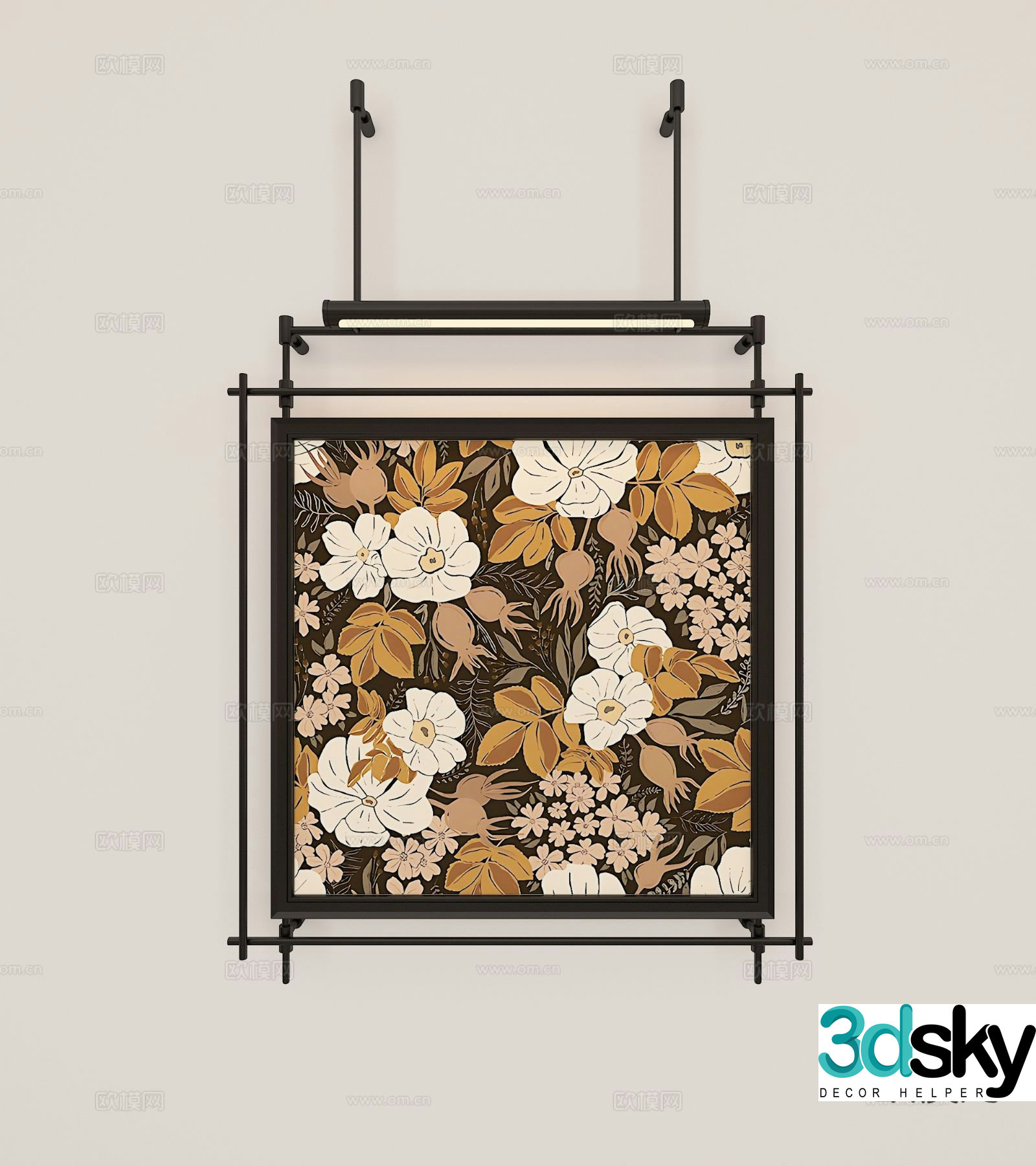 Medieval style hanging paintings retro hanging paintings flower hanging paintings 3D model