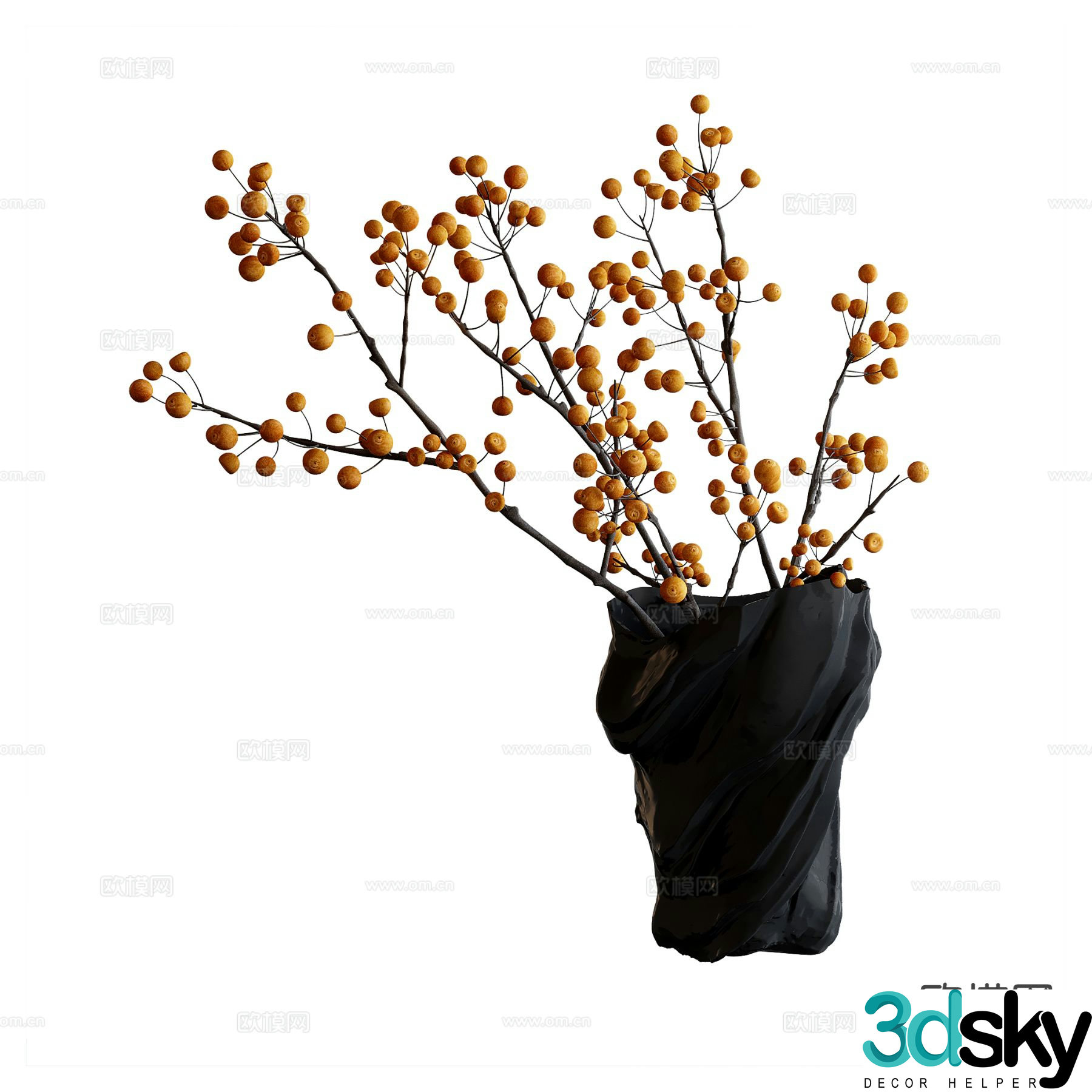Dead branch vase floral 3d model