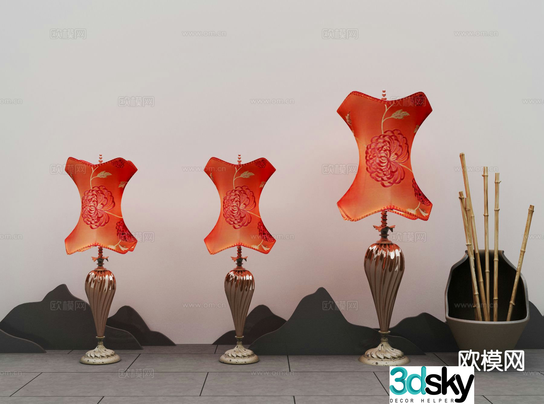 New Chinese style desk lamp personalized desk lamp 3d model