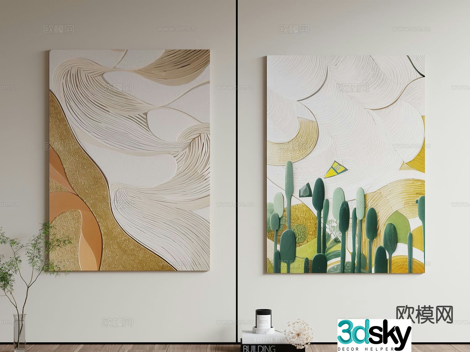 Modern decorative painting hanging painting texture painting 3d model