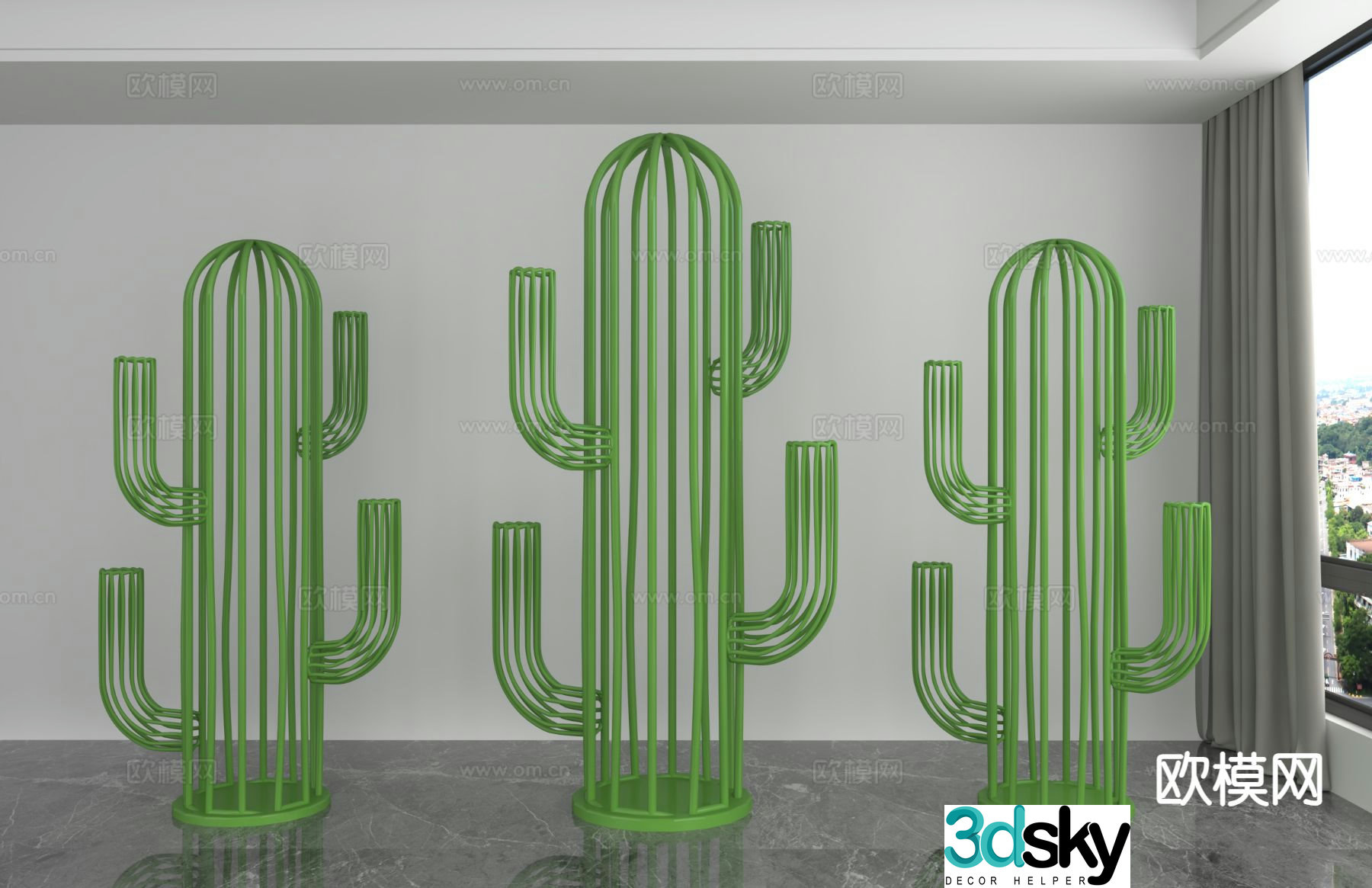 Modern cactus trendy ornament 3d model