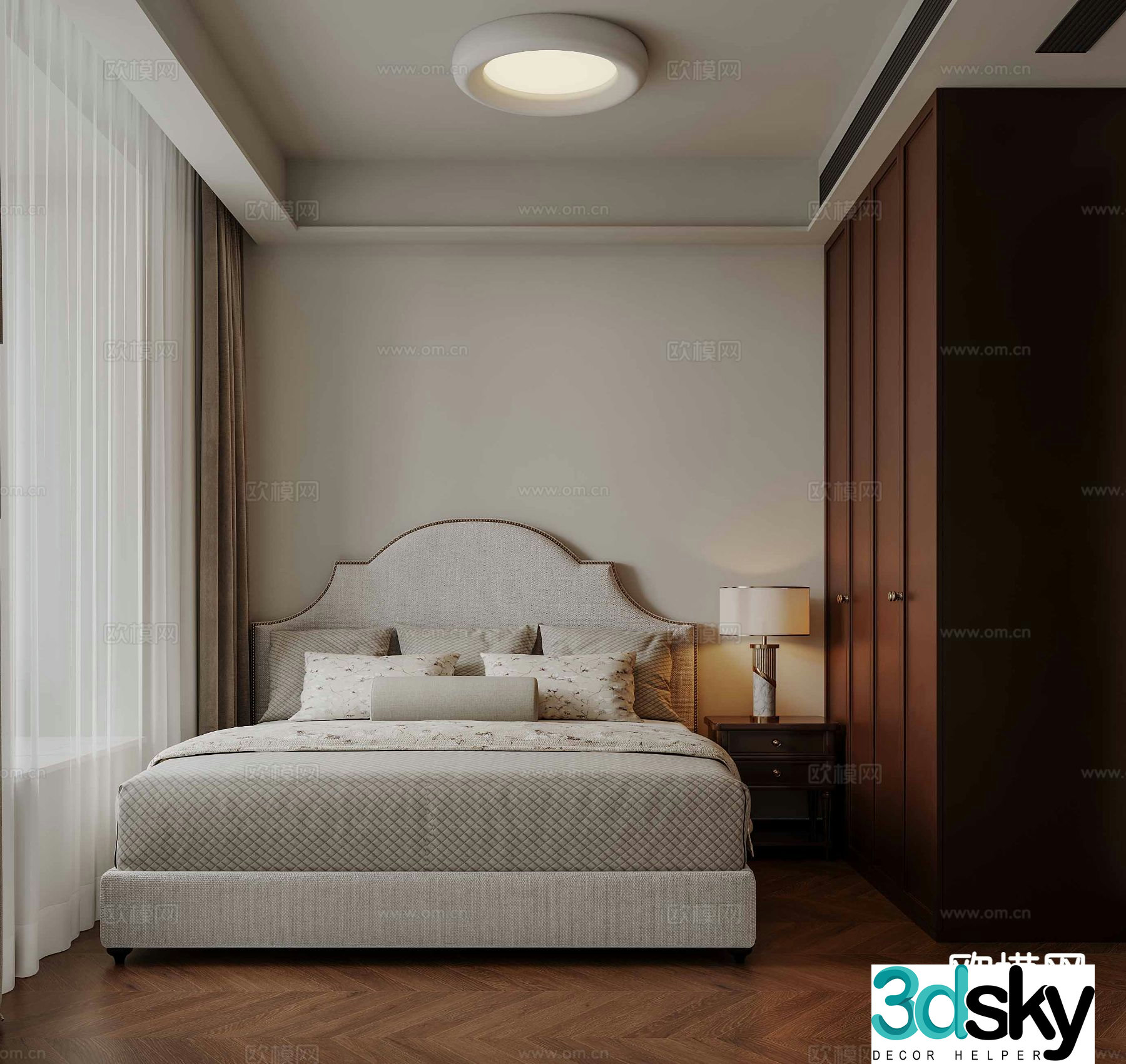 American retro bedroom second bedroom 3D model