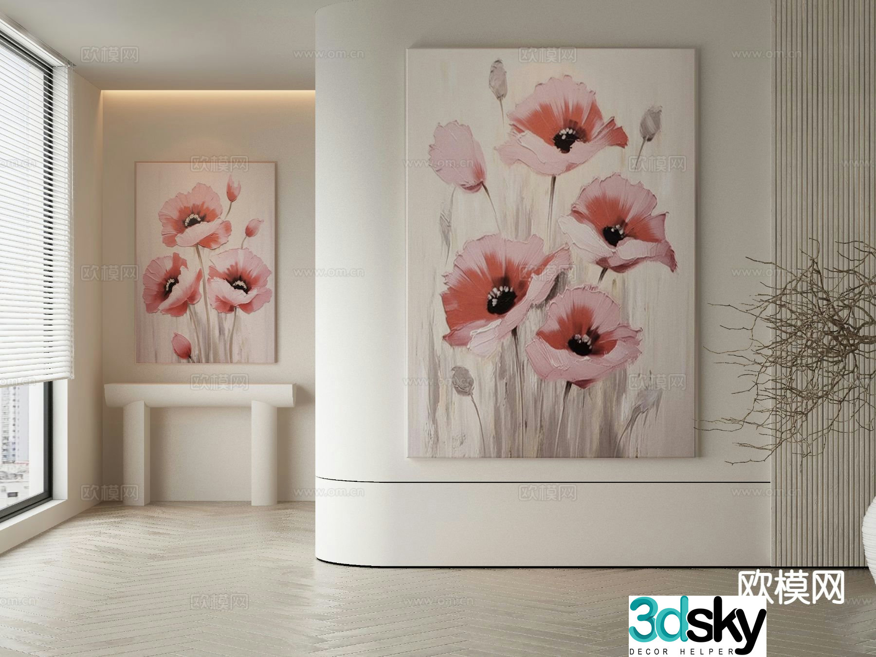 Modern art painting flower painting decorative painting 3d model