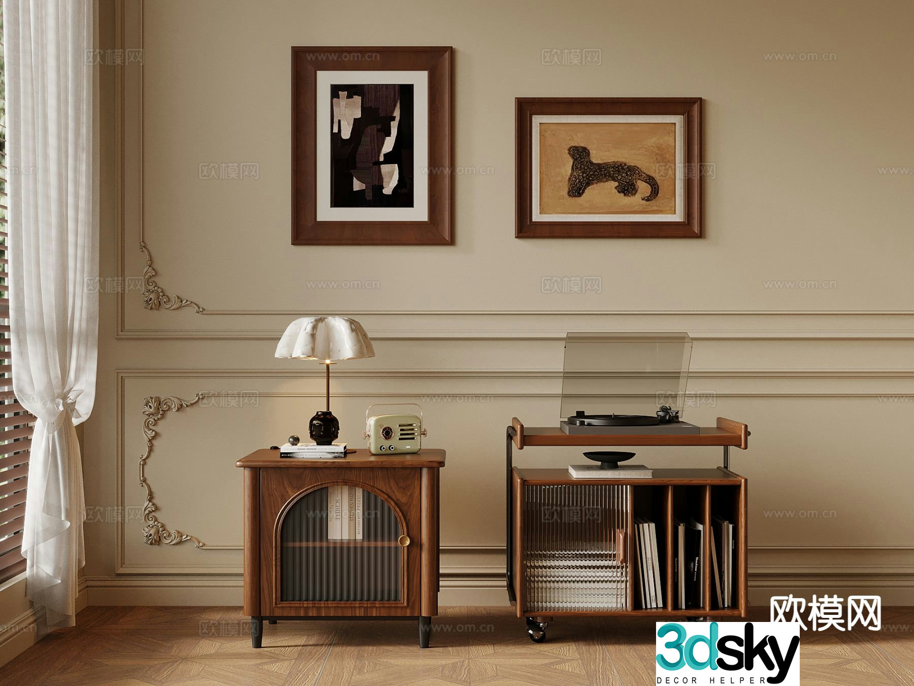 Medieval style bedside table 3d model