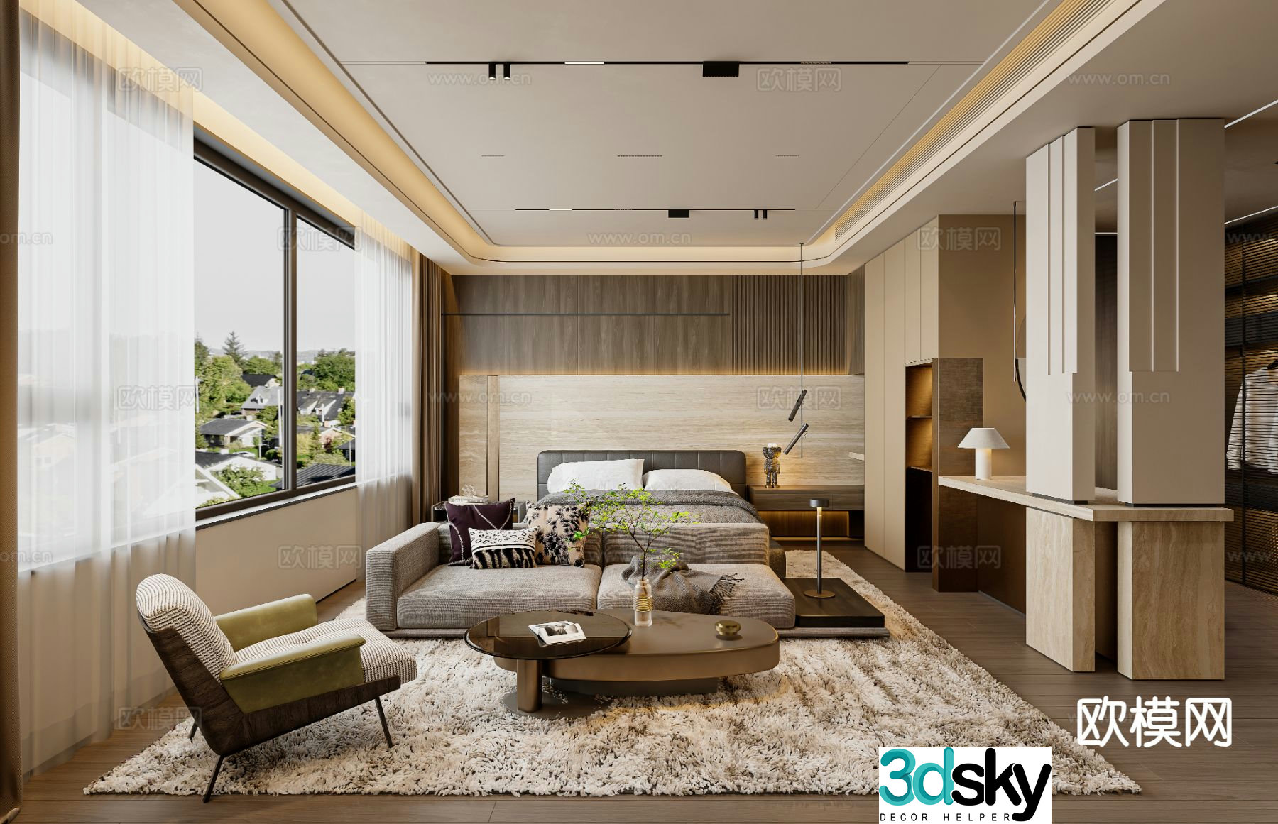 Modern bedroom master bedroom 3d model