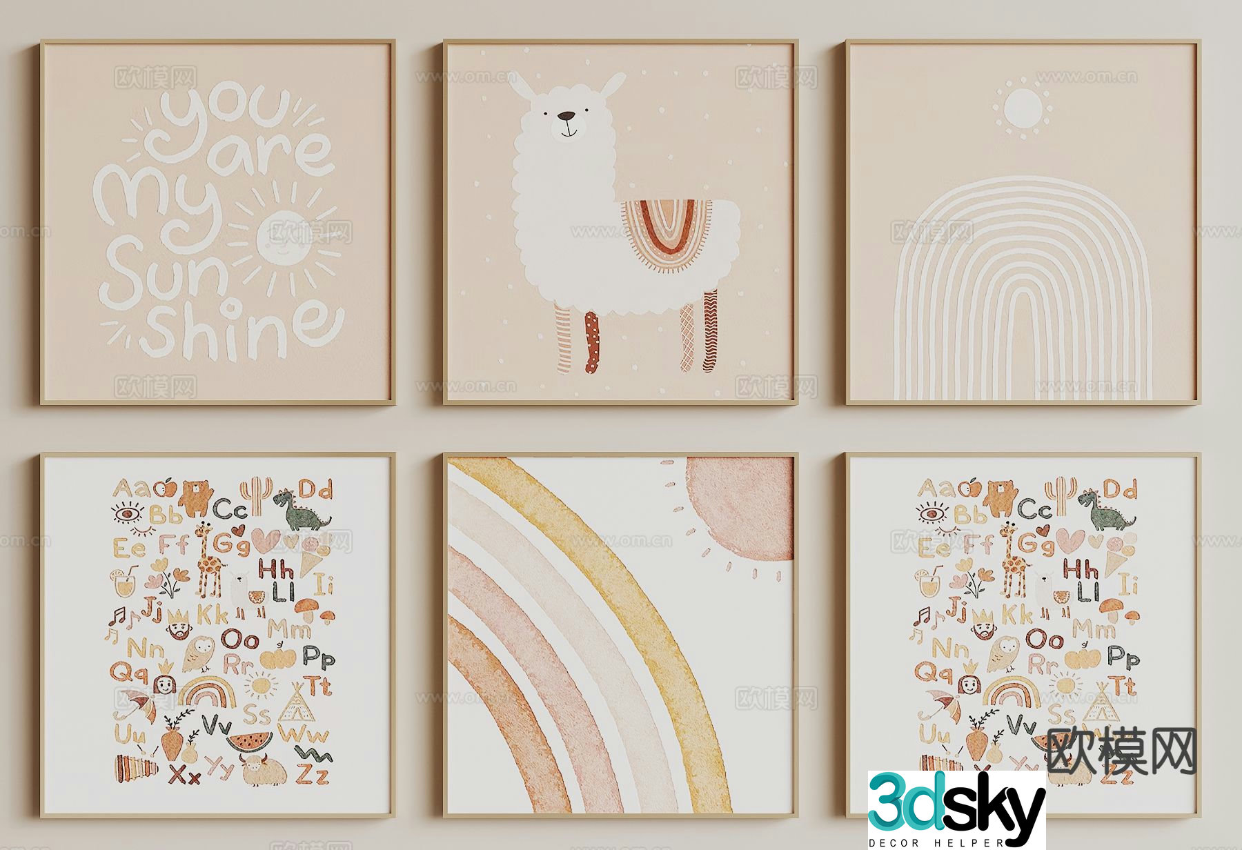 Nordic children’s hanging painting small fresh decorative painting 3D model