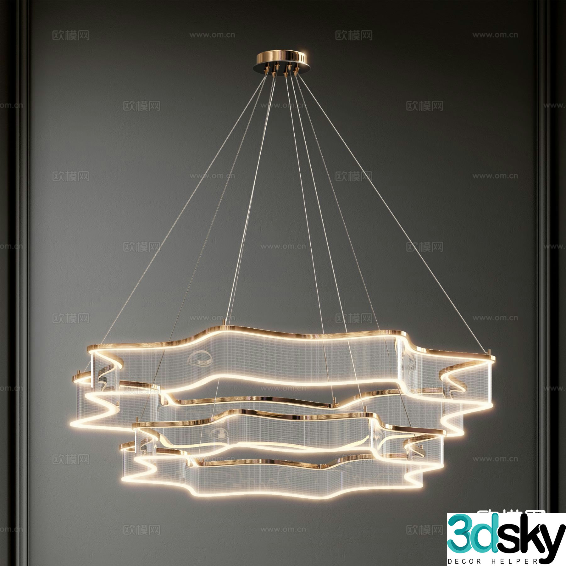 Modern crystal chandelier double layer chandelier 3d model
