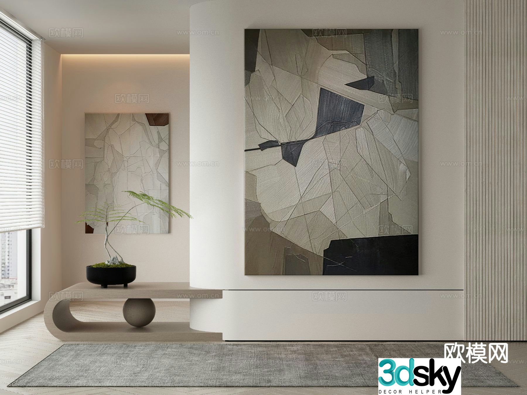 Modern art painting texture painting decorative painting 3d model