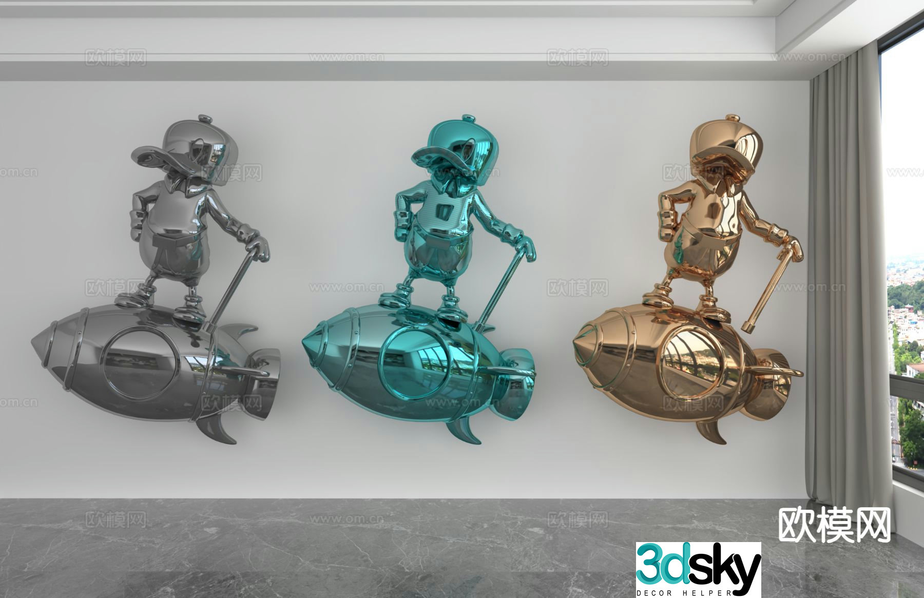 Modern color laser doll trendy toy ornament 3D model