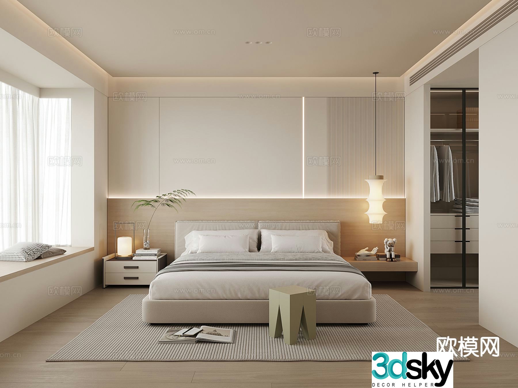 Cream style bedroom master bedroom 3d model