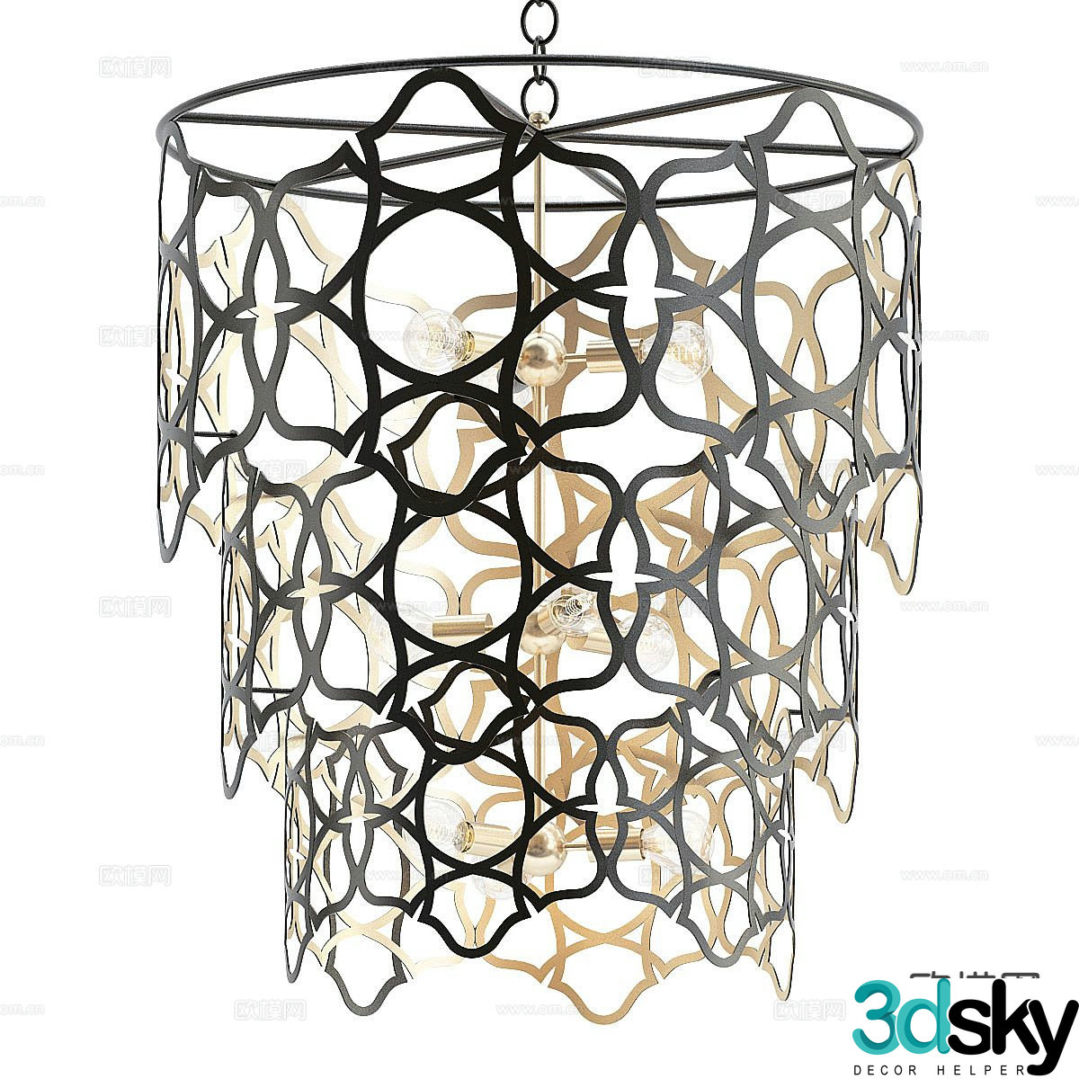 Light luxury hollow chandelier 3D model