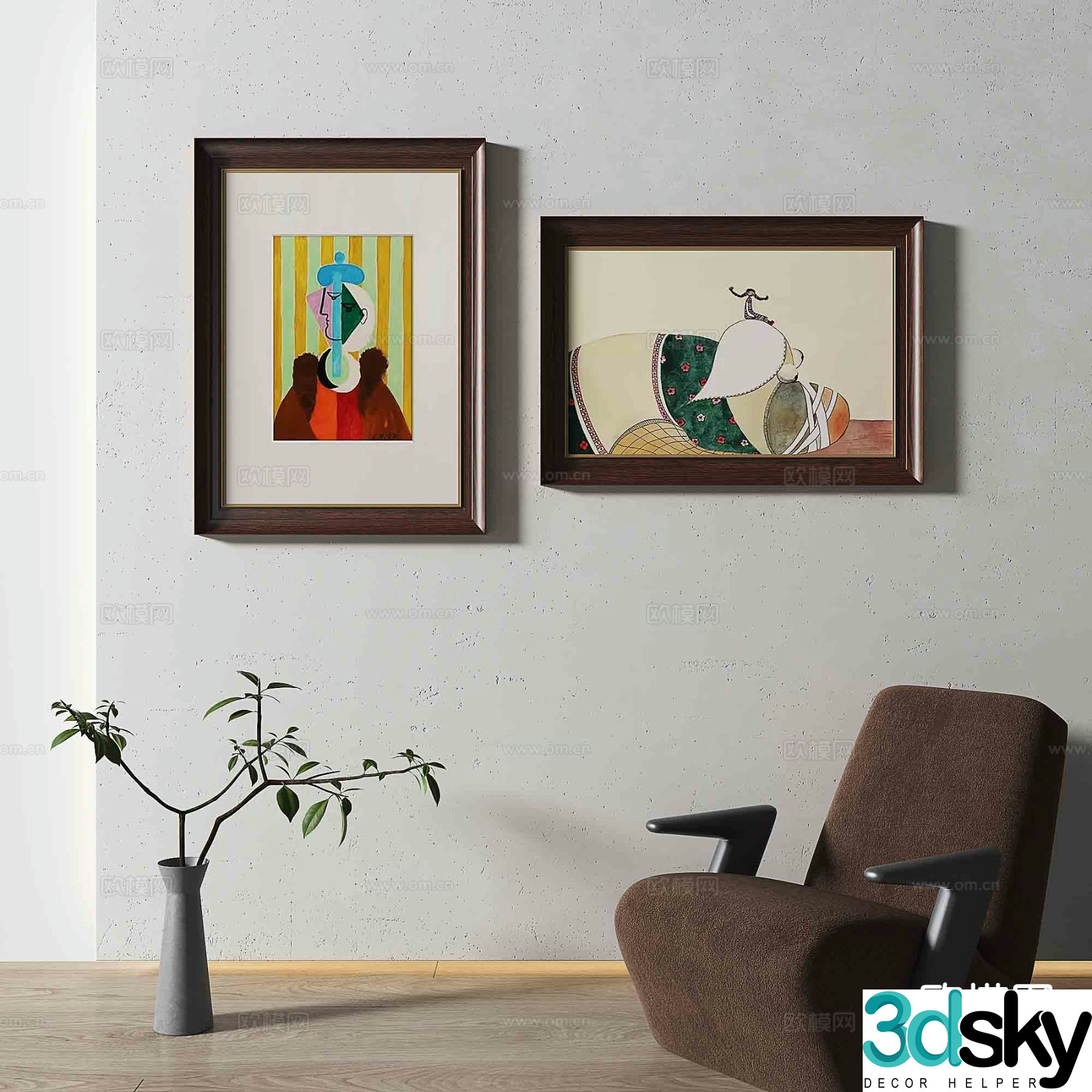 Medieval style abstract painting oil painting decorative painting 3D model