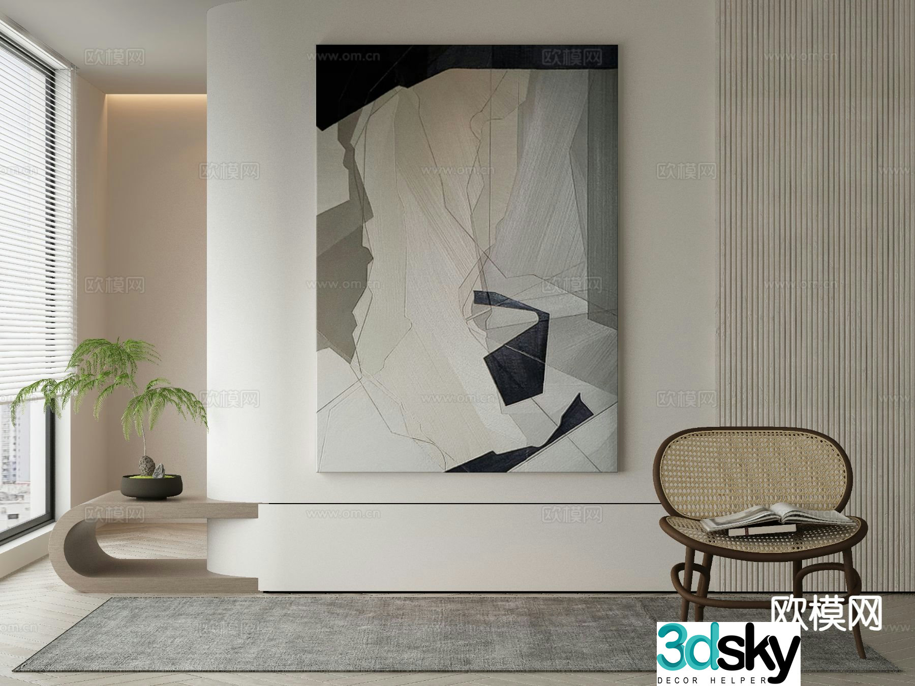 Modern art painting texture painting decorative painting 3d model