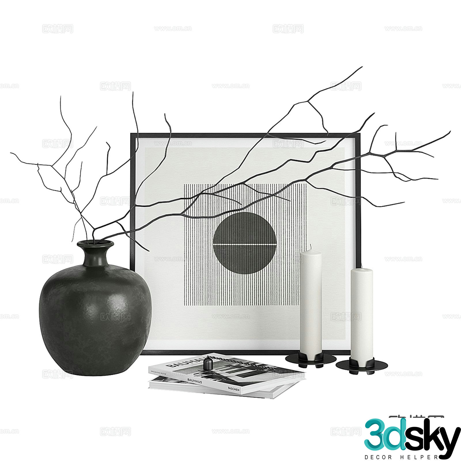 Modern decorative ornaments vase books 3d model