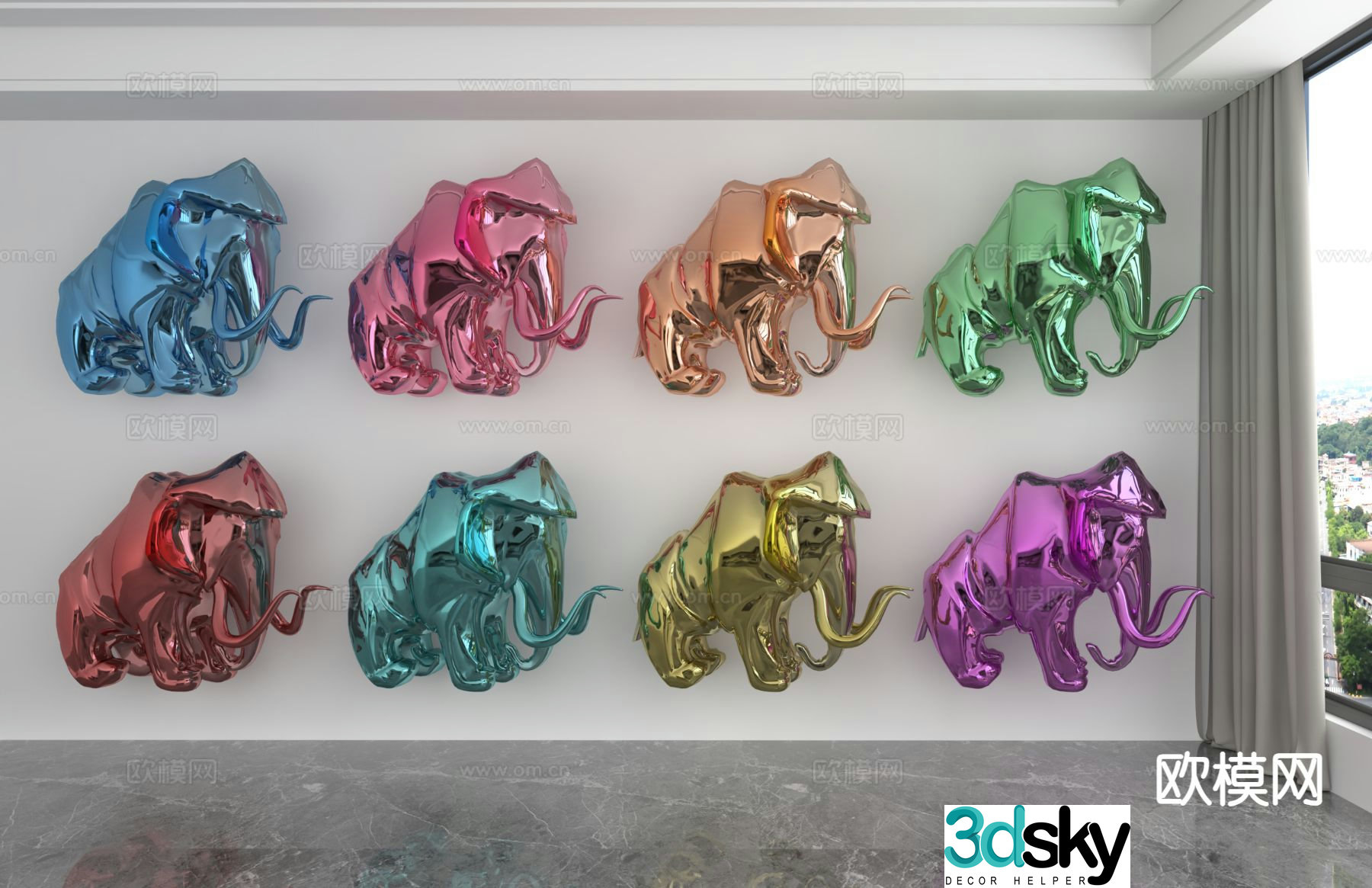Modern laser elephant doll trendy ornament 3D model