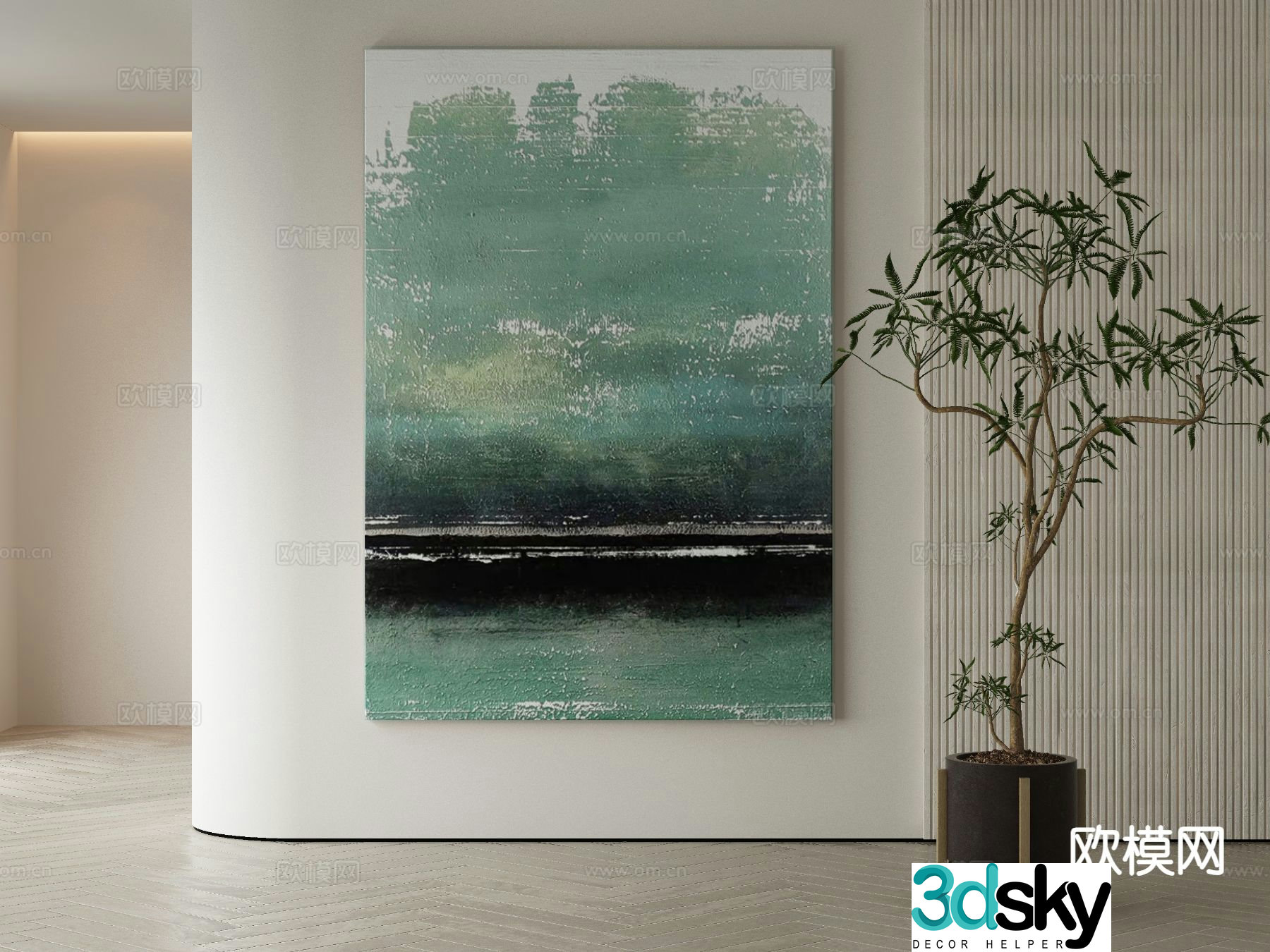 Modern decorative painting gradient oil painting 3d model
