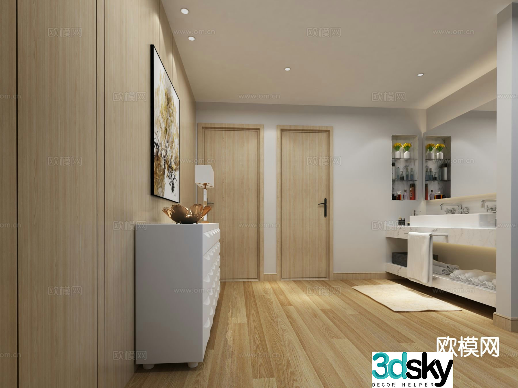 Nordic aisle toilet dry area 3d model