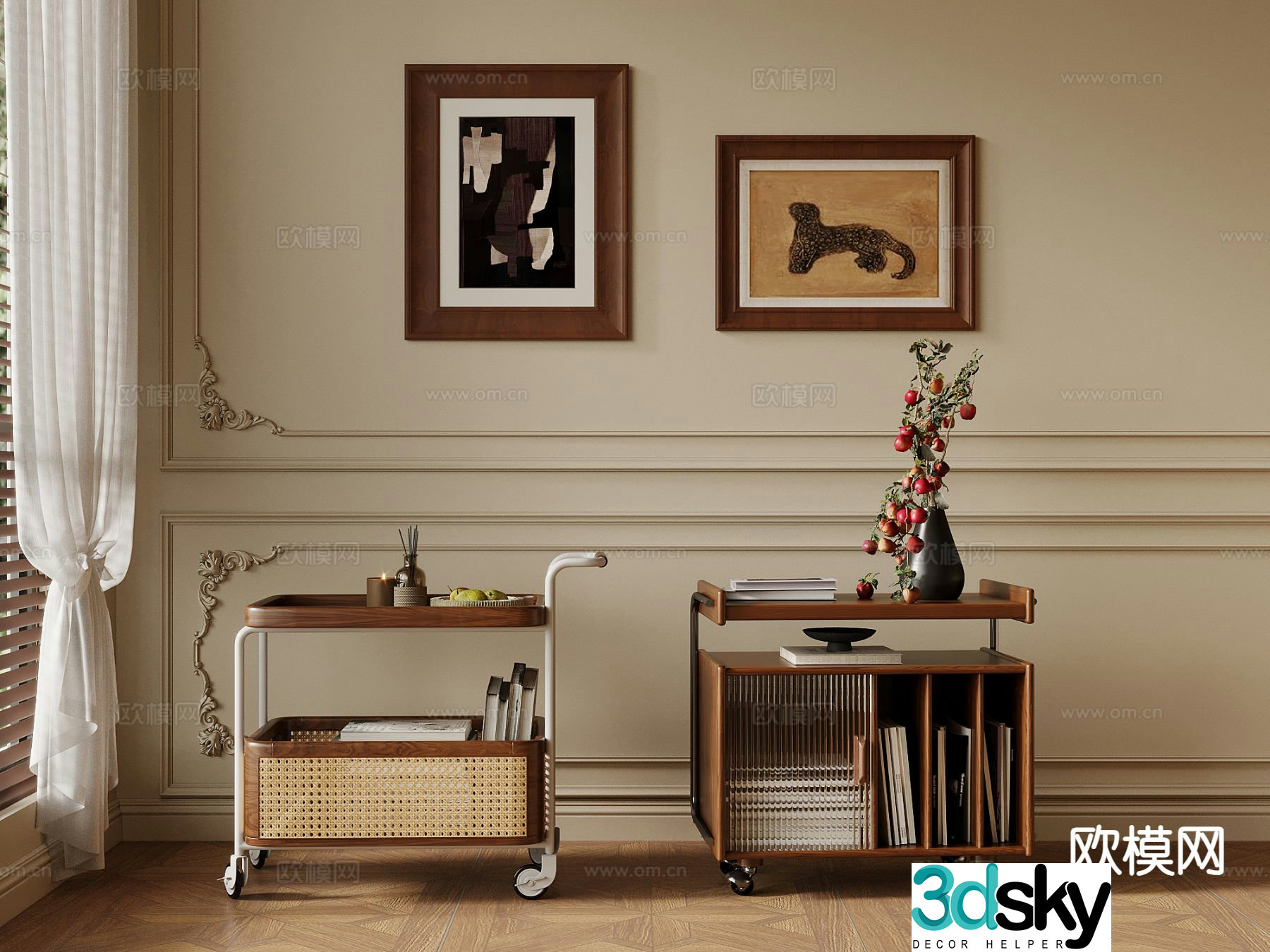 Medieval style bedside table 3d model