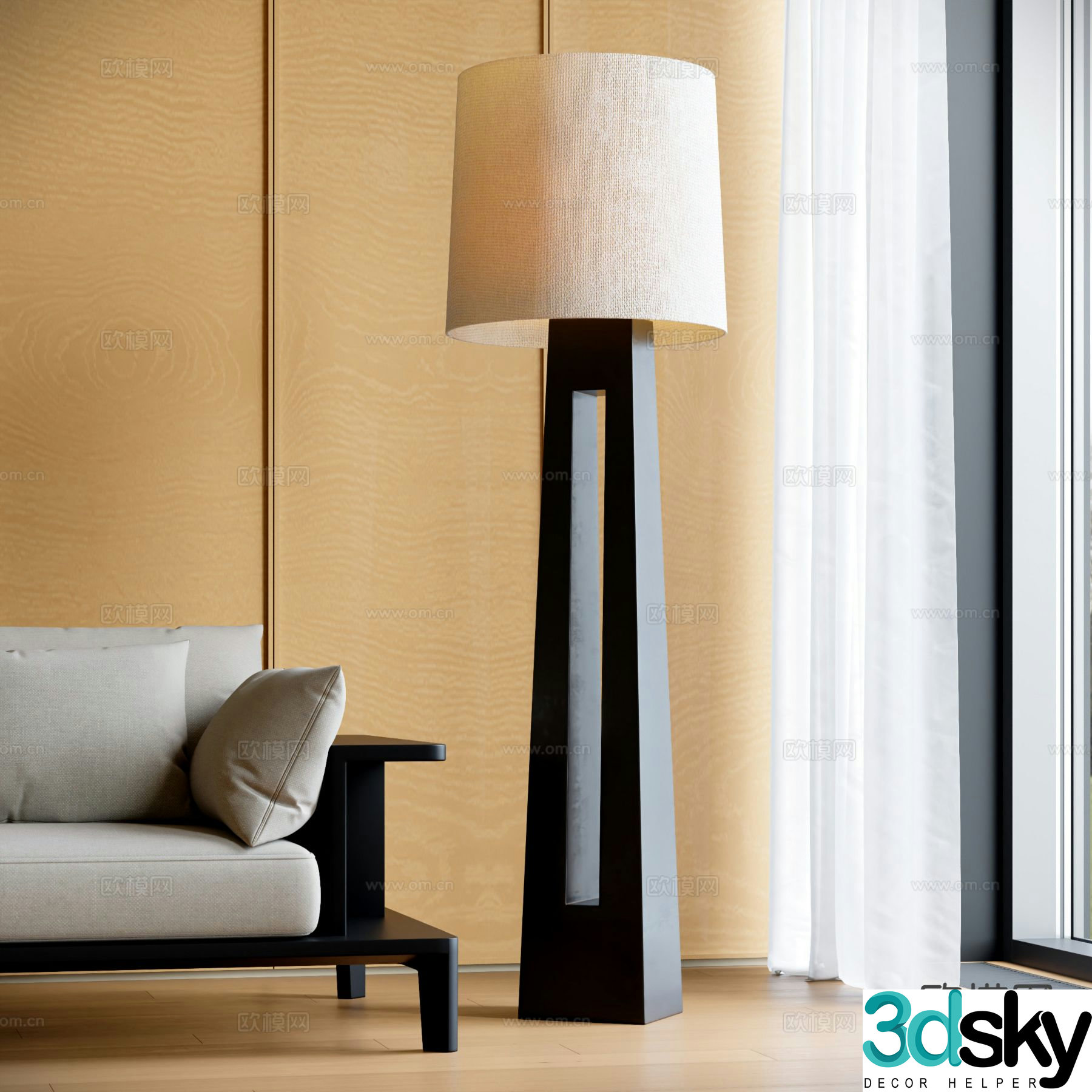 Japanese floor lamp 3d model