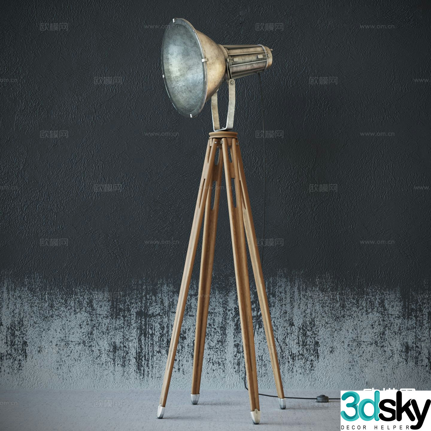 Industrial style floor lamp lighting 3d model