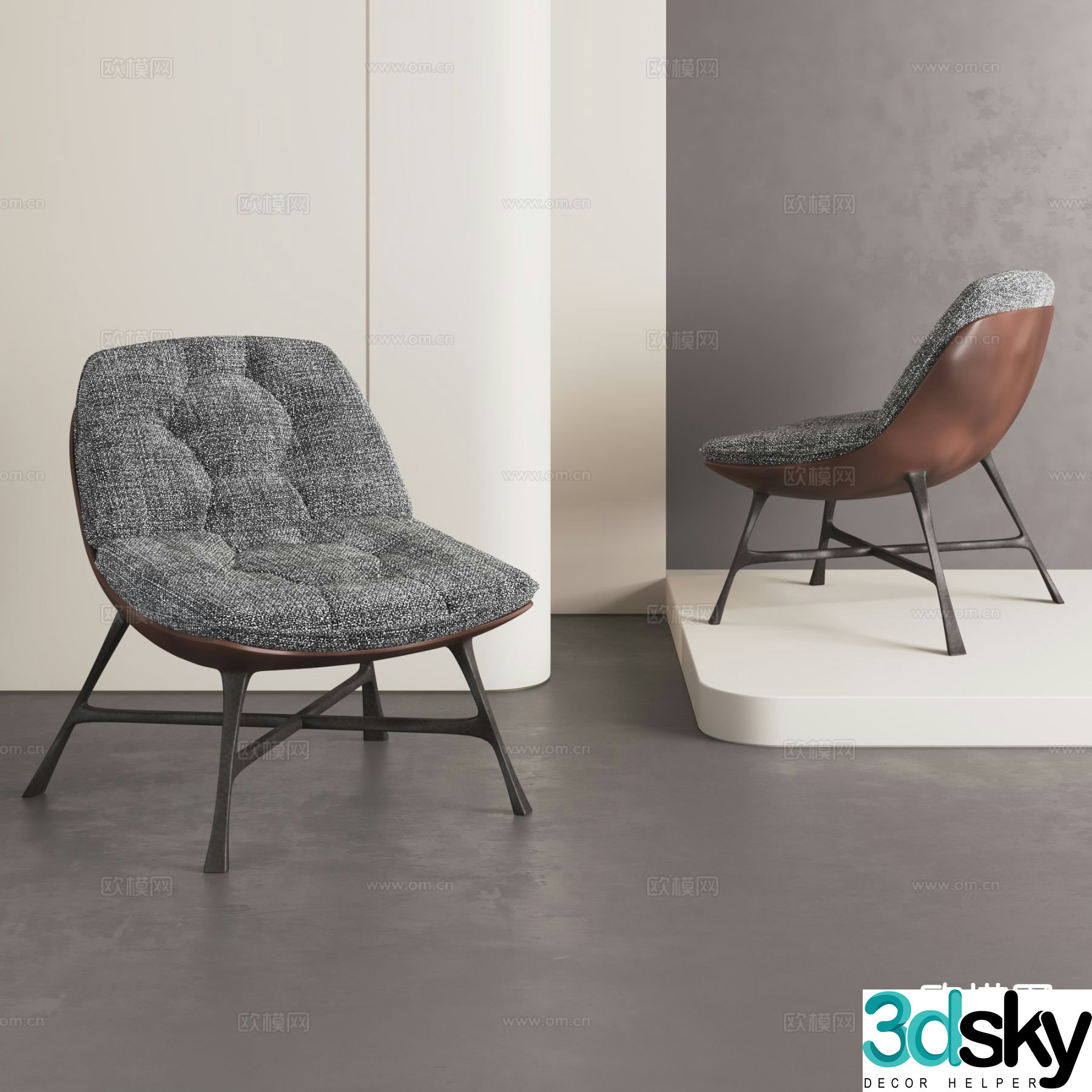 Medieval style leisure chair fabric chair 3d model