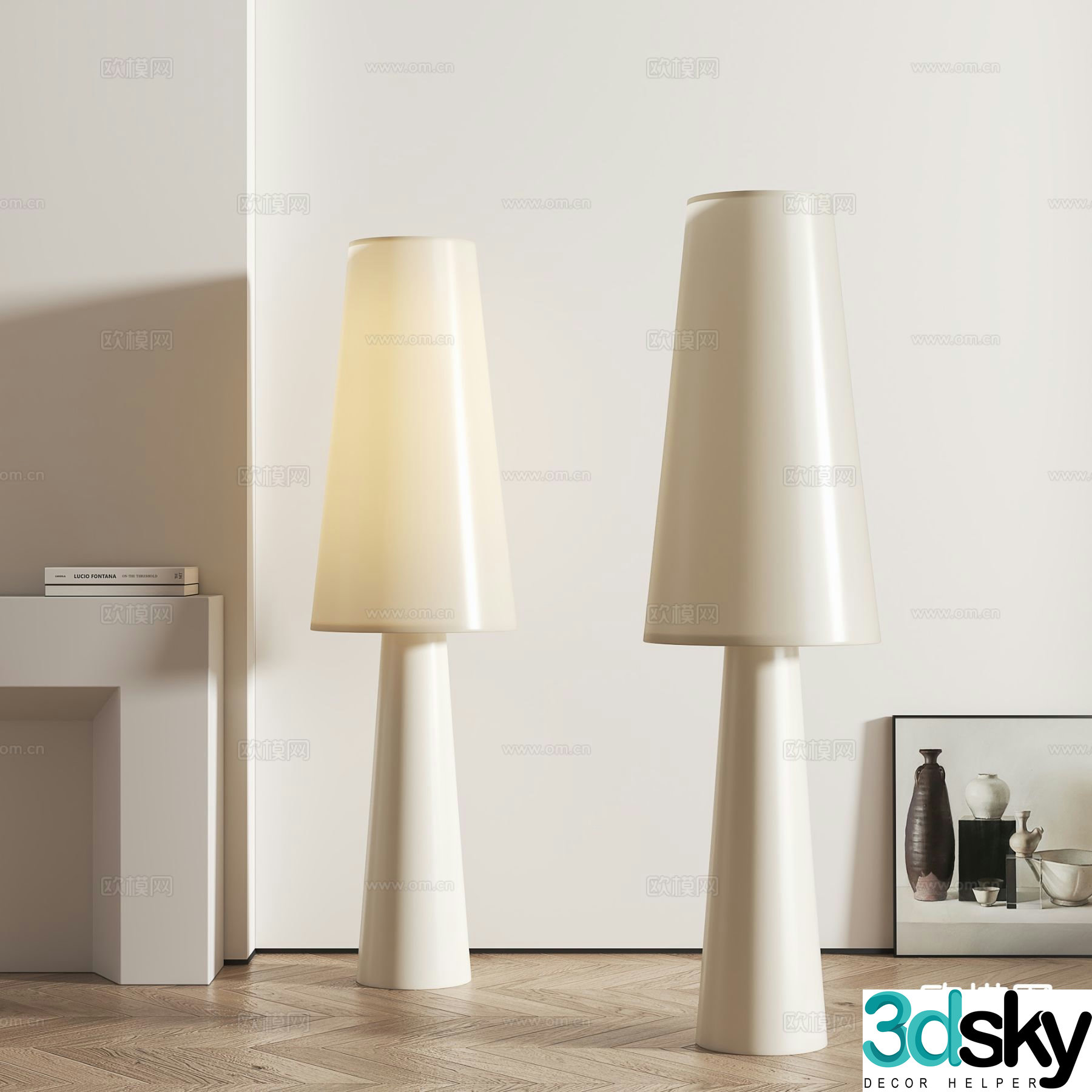 Cream style floor lamp 3d model