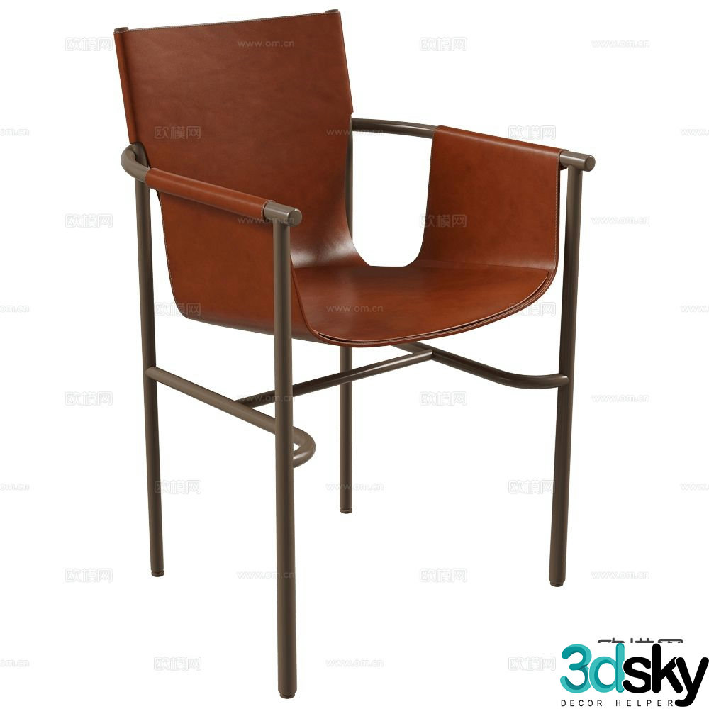 Castelli Italian leather chair dining chair leisure chair 3d model