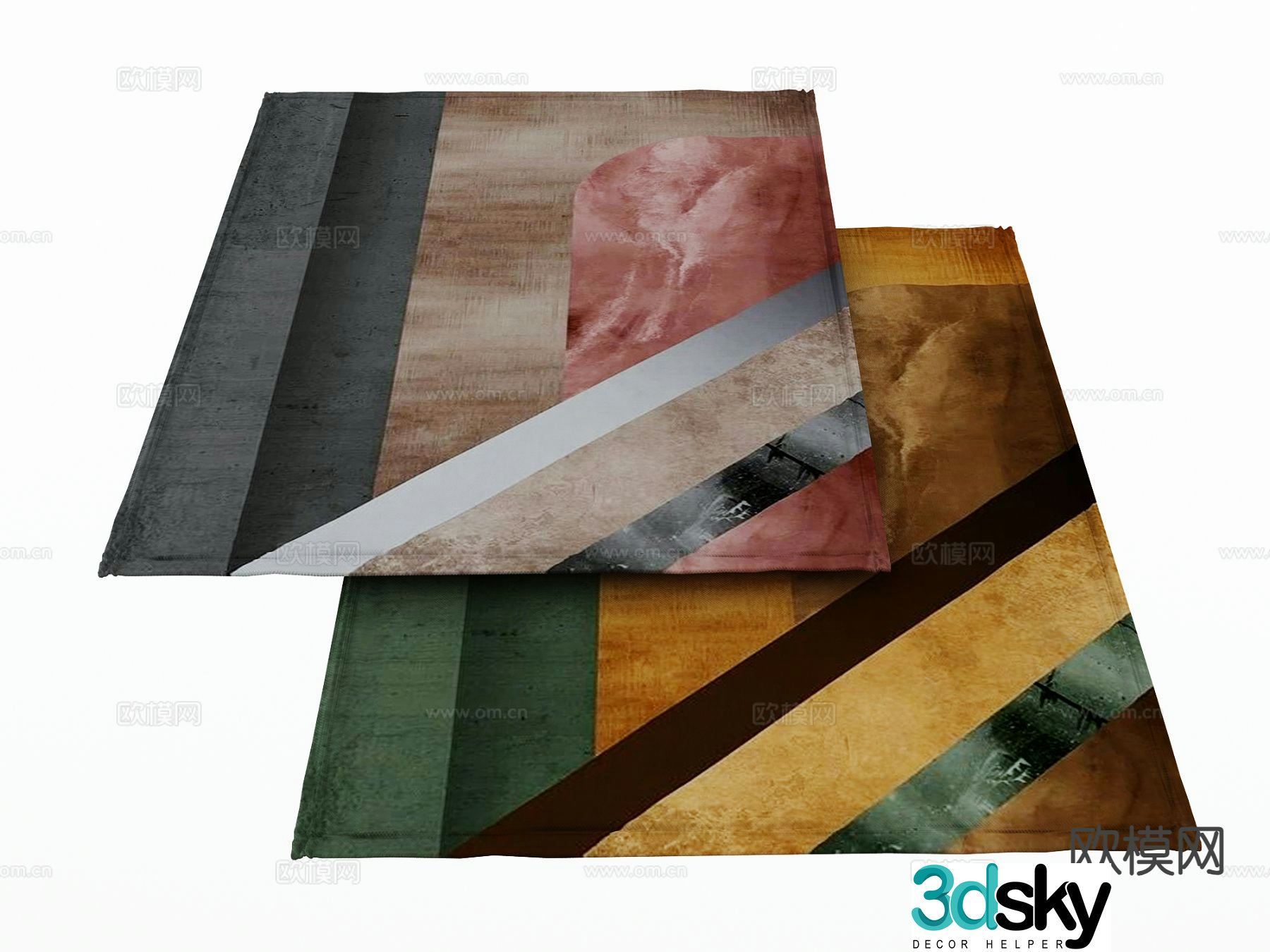 Modern carpet square rug 3d model