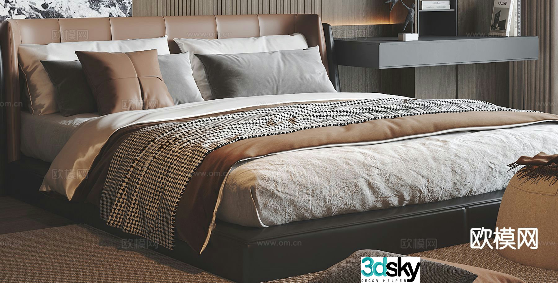 Italian double bed 3d model