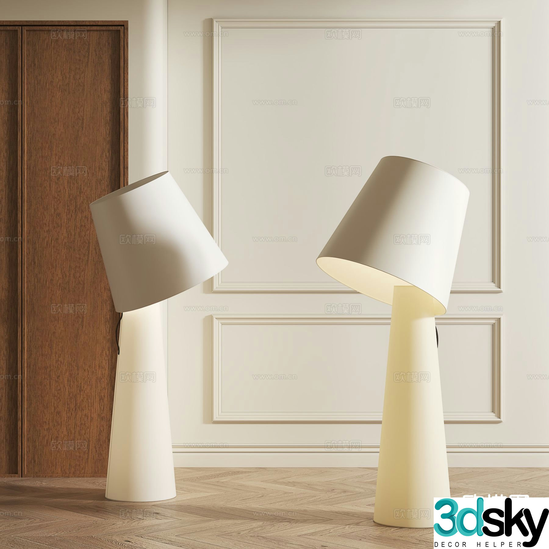 Cream style floor lamp minimalist floor lamp 3d model