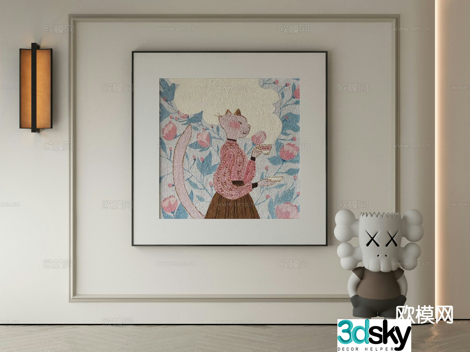 Modern art painting cartoon painting decorative painting 3d model